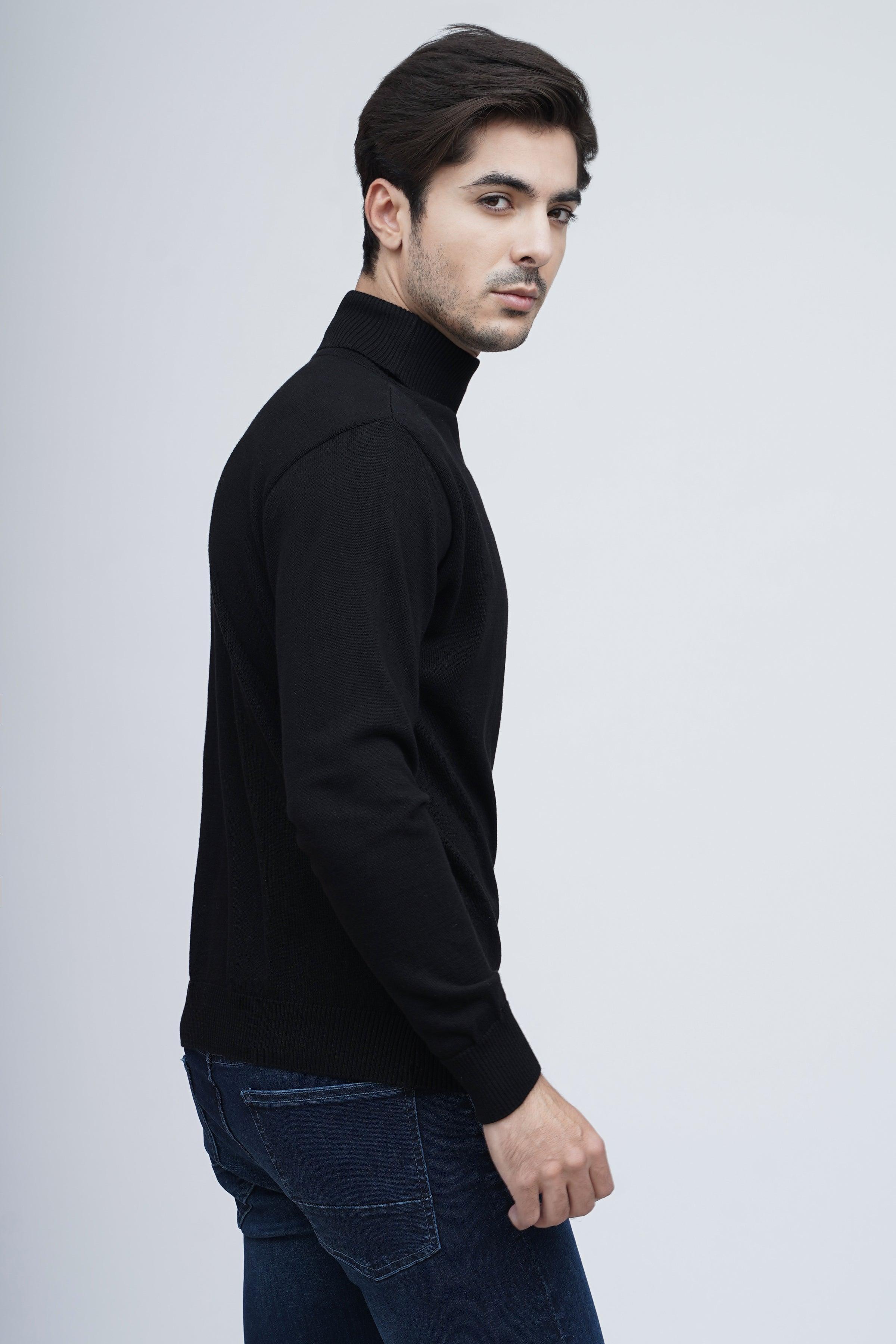 SWEATER HIGH NECK F/S BLACK at Charcoal Clothing