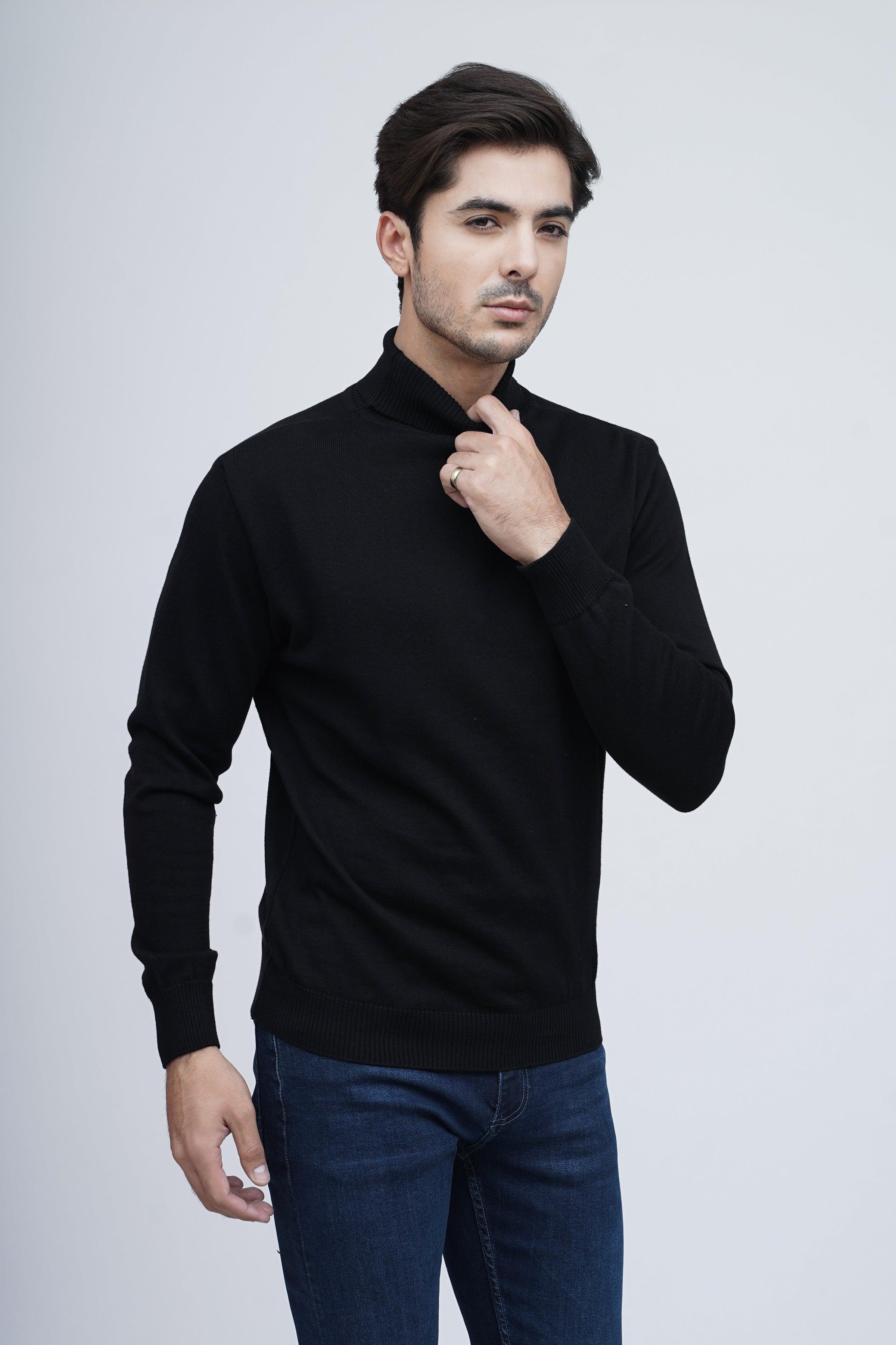 SWEATER HIGH NECK F/S BLACK at Charcoal Clothing