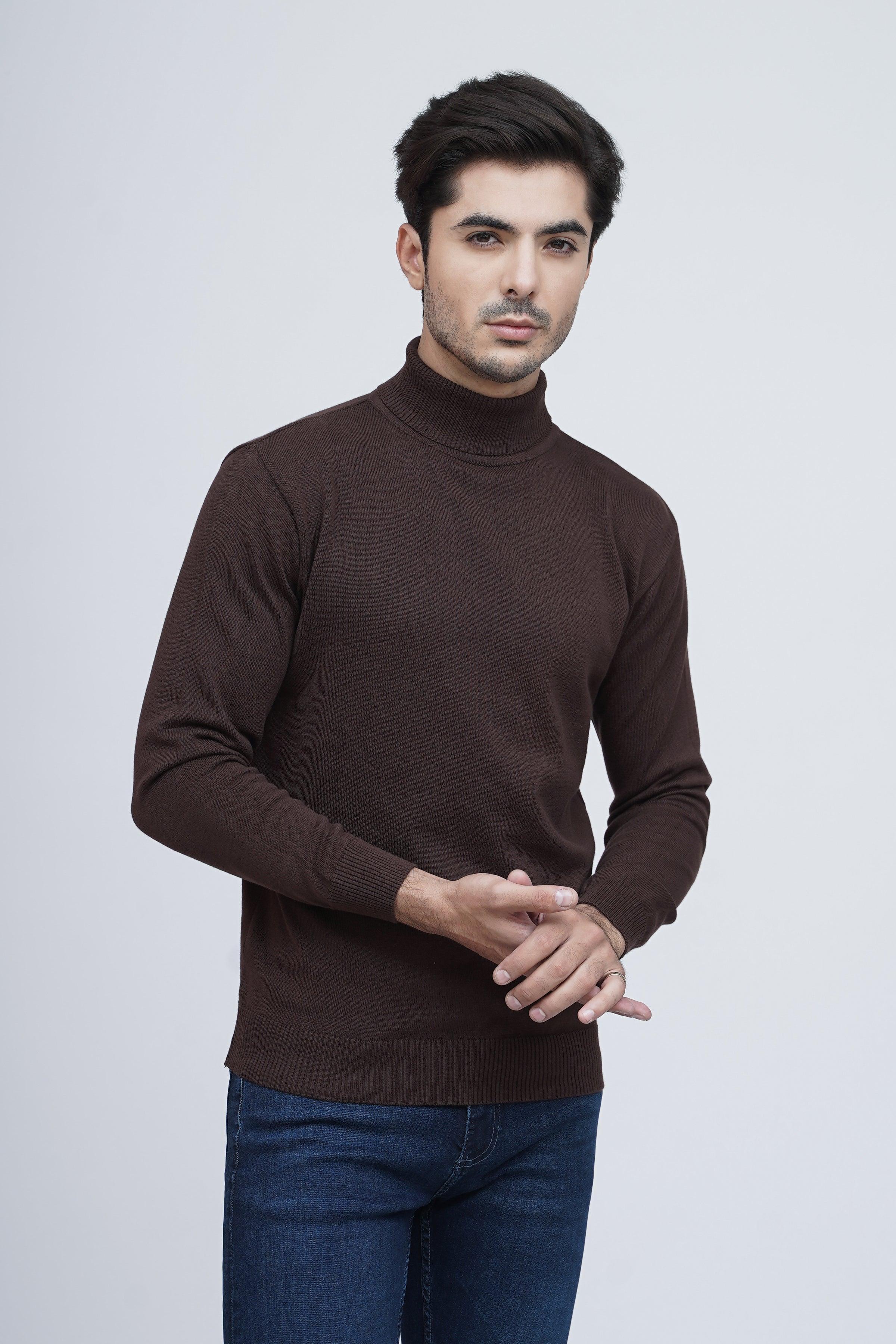 SWEATER HIGH NECK F/S BROWN at Charcoal Clothing