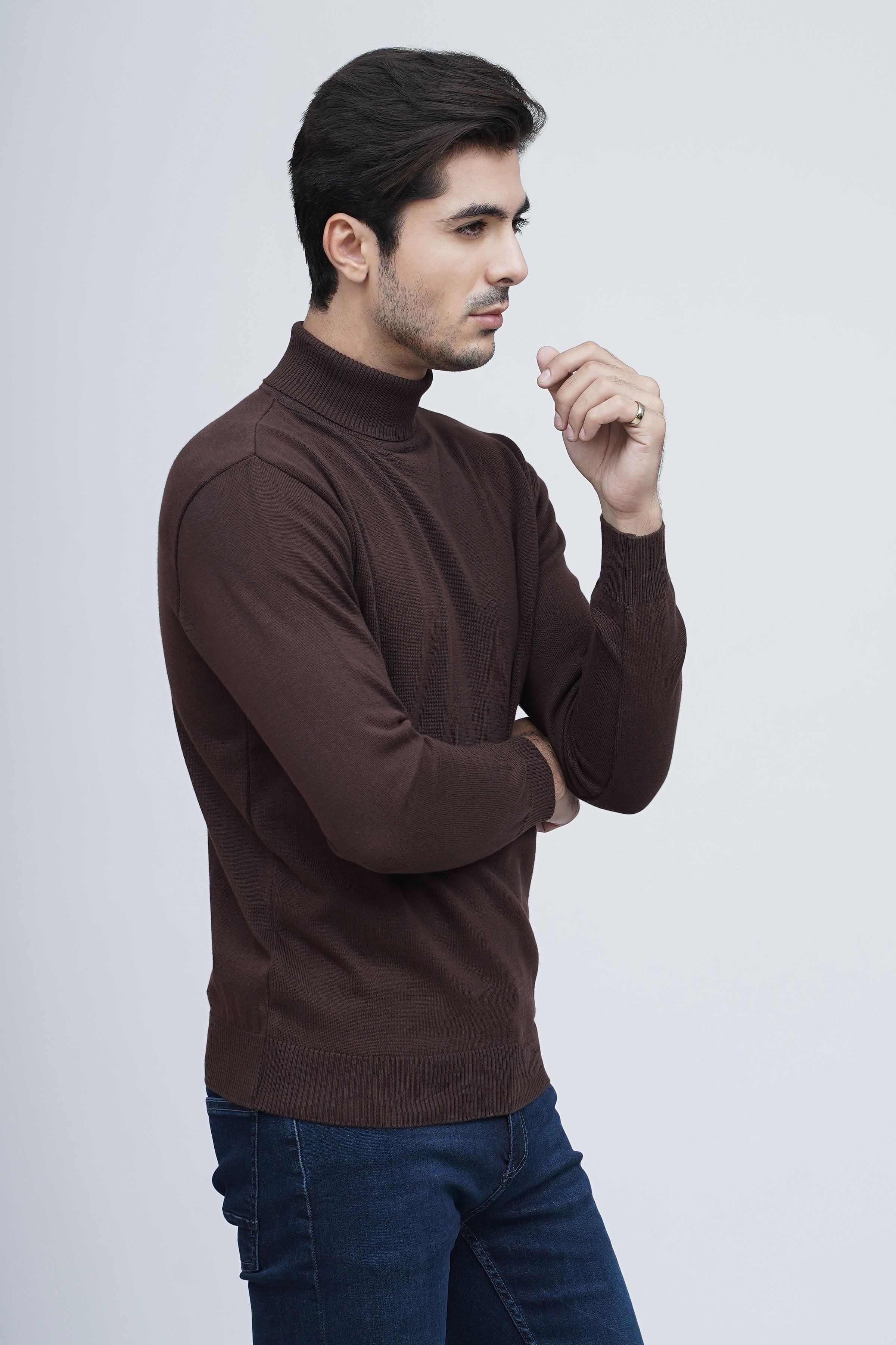 SWEATER HIGH NECK F/S BROWN at Charcoal Clothing