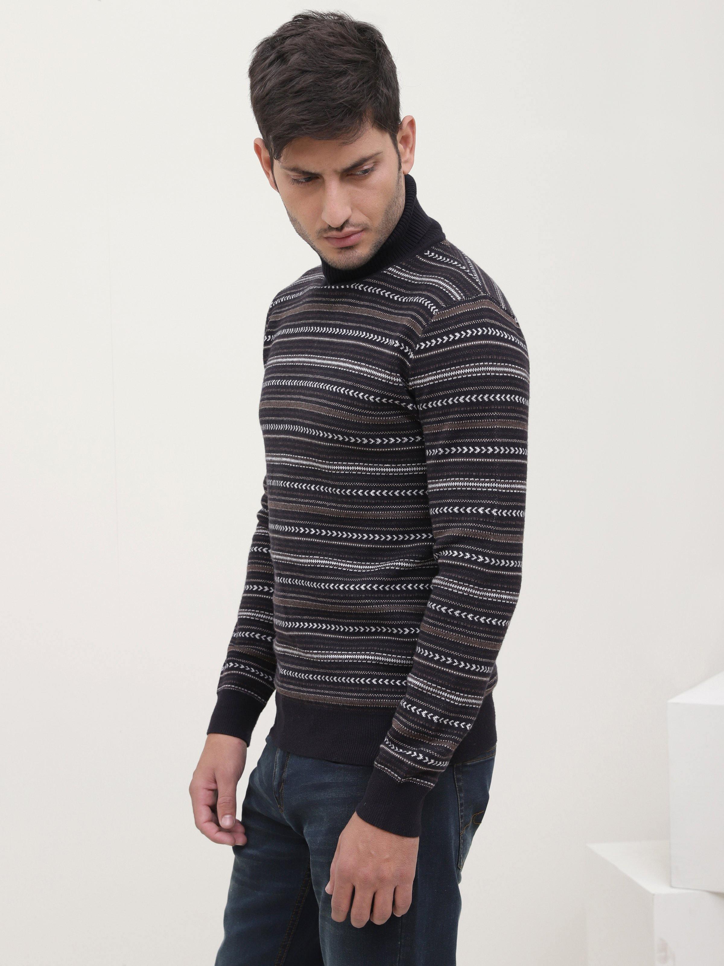 SWEATER HIGH NECK FULL SLEEVE BLACK at Charcoal Clothing