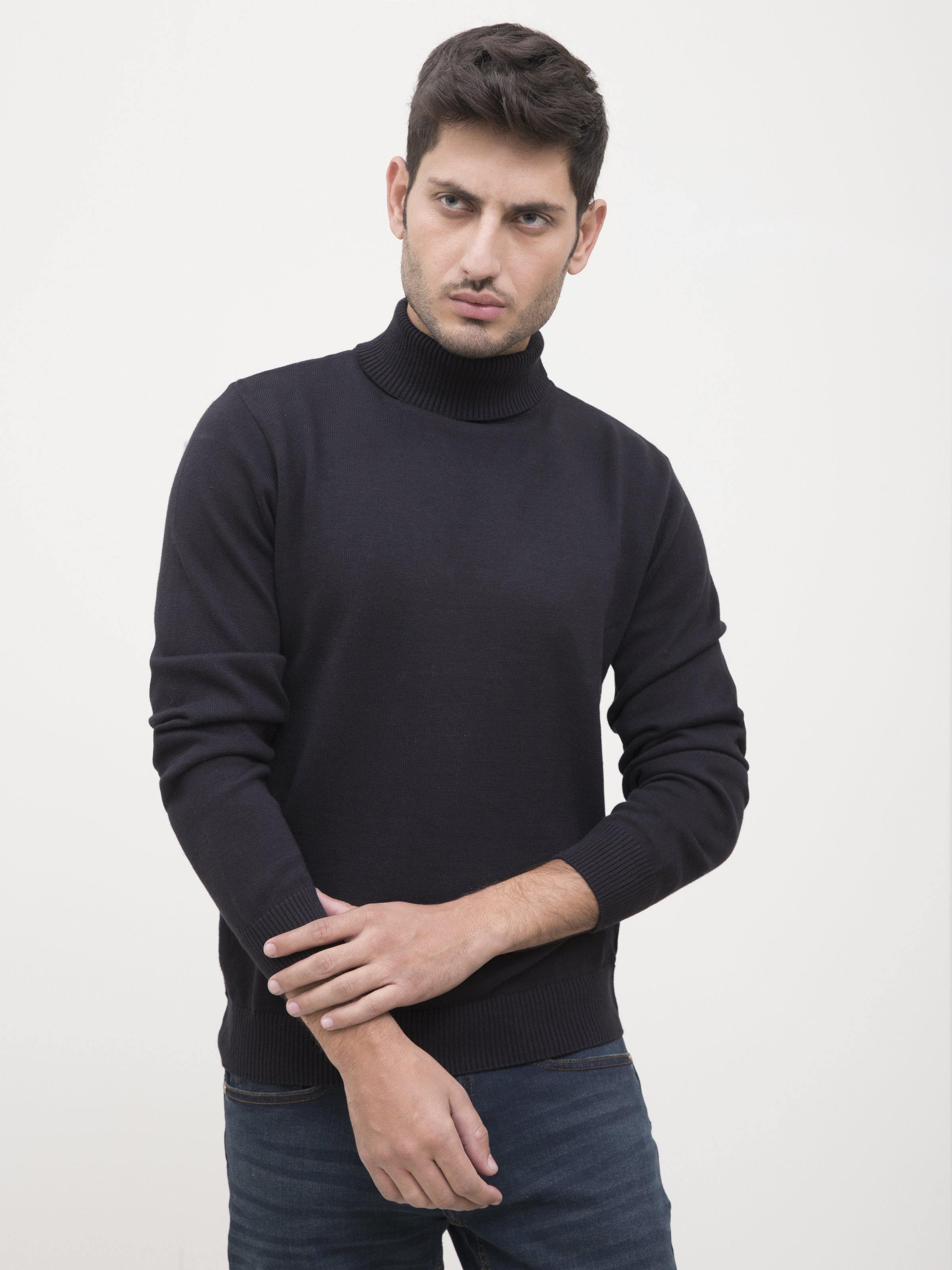SWEATER HIGH NECK FULL SLEEVE BLACK at Charcoal Clothing