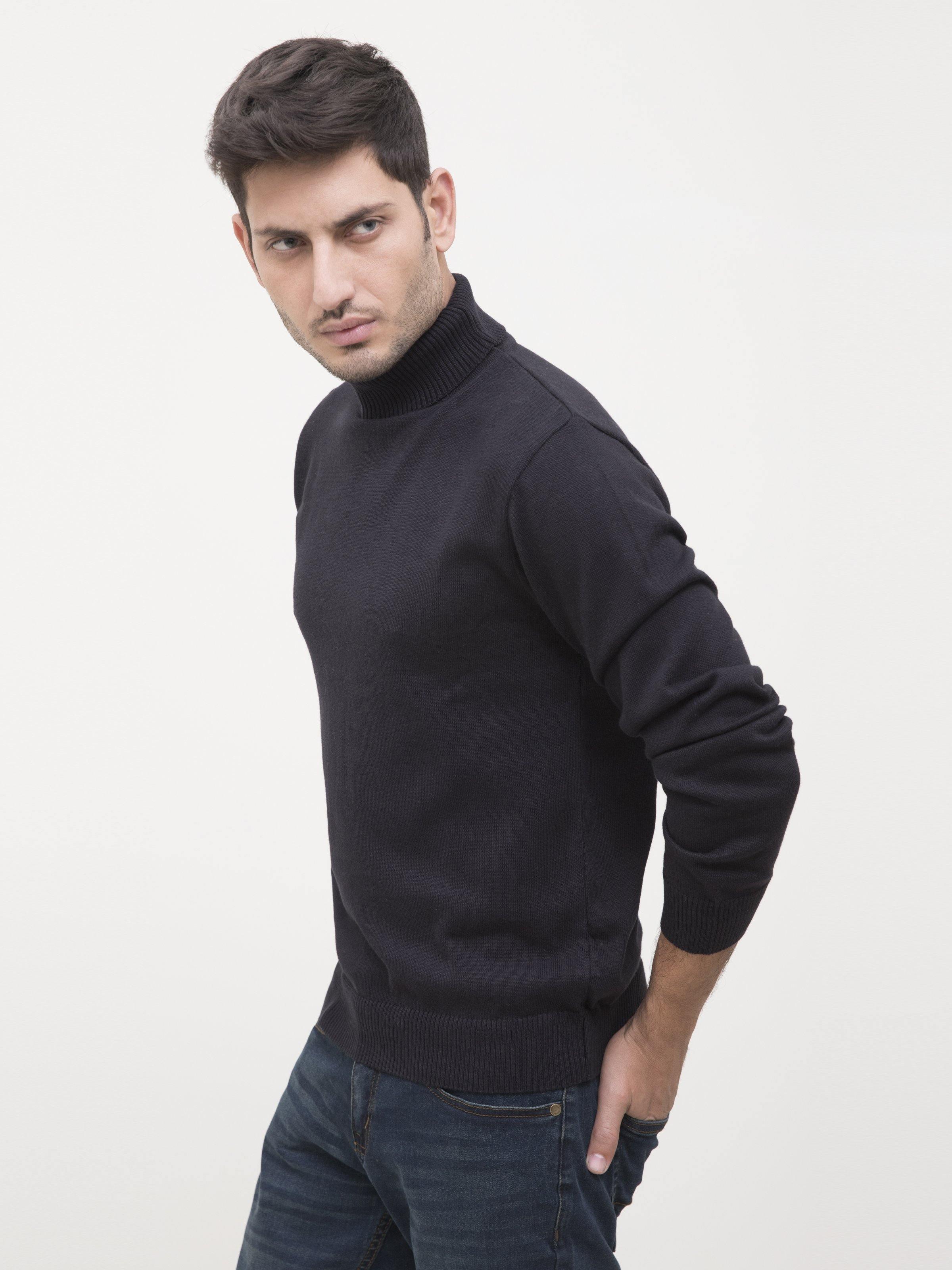 SWEATER HIGH NECK FULL SLEEVE BLACK at Charcoal Clothing
