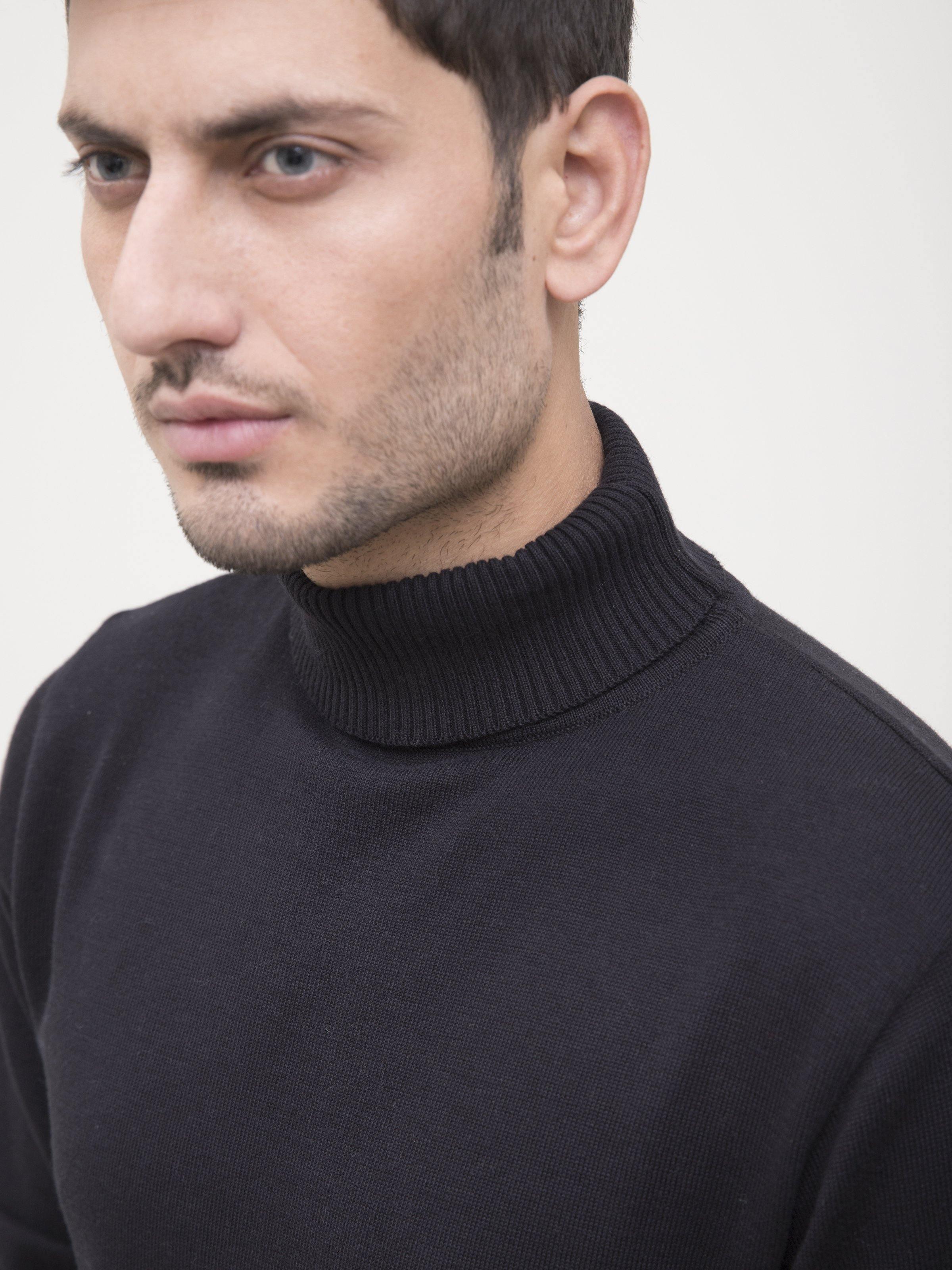 SWEATER HIGH NECK FULL SLEEVE BLACK at Charcoal Clothing