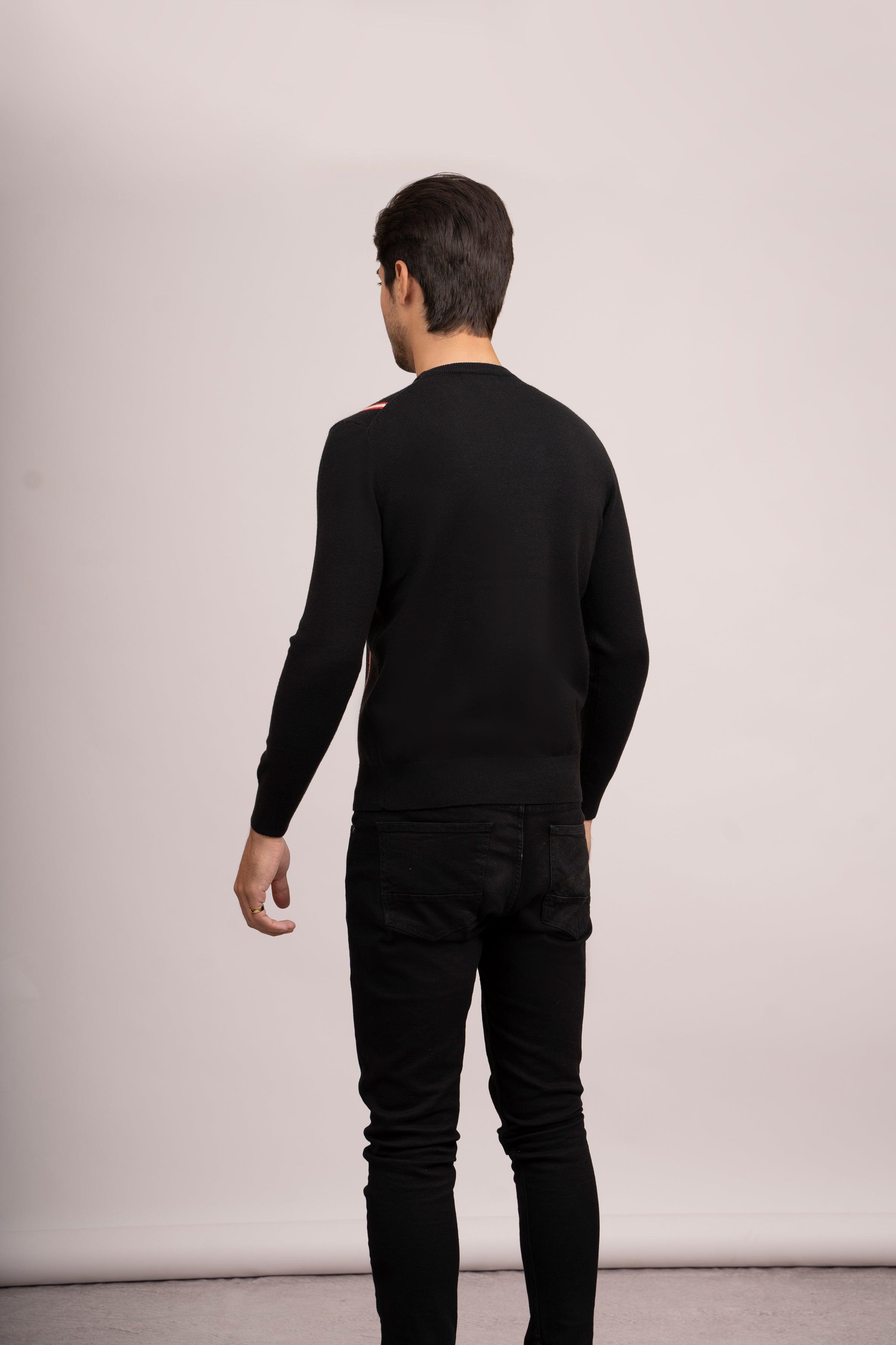 SWEATER R NECK F/L BLACK at Charcoal Clothing