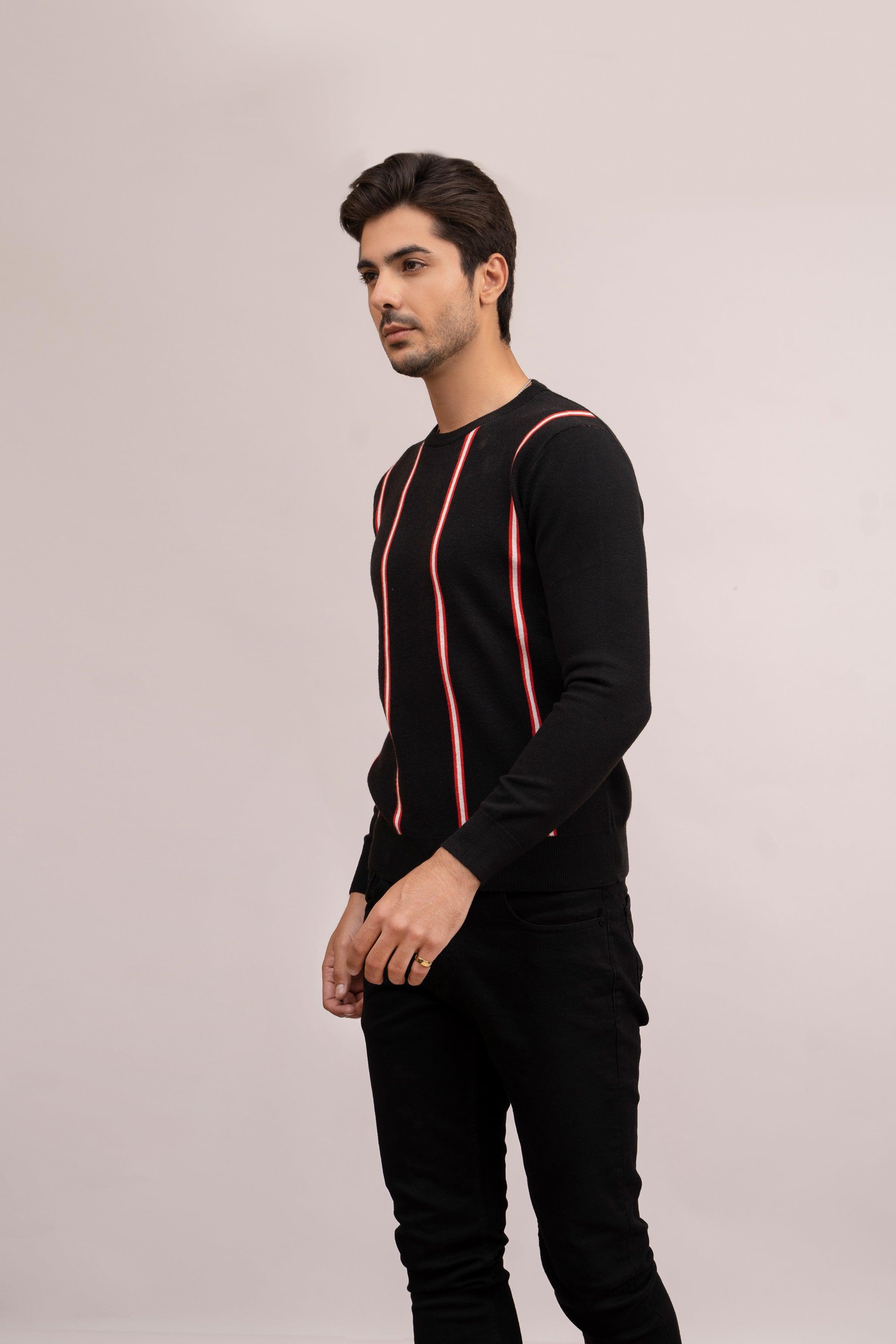 SWEATER R NECK F/L BLACK at Charcoal Clothing
