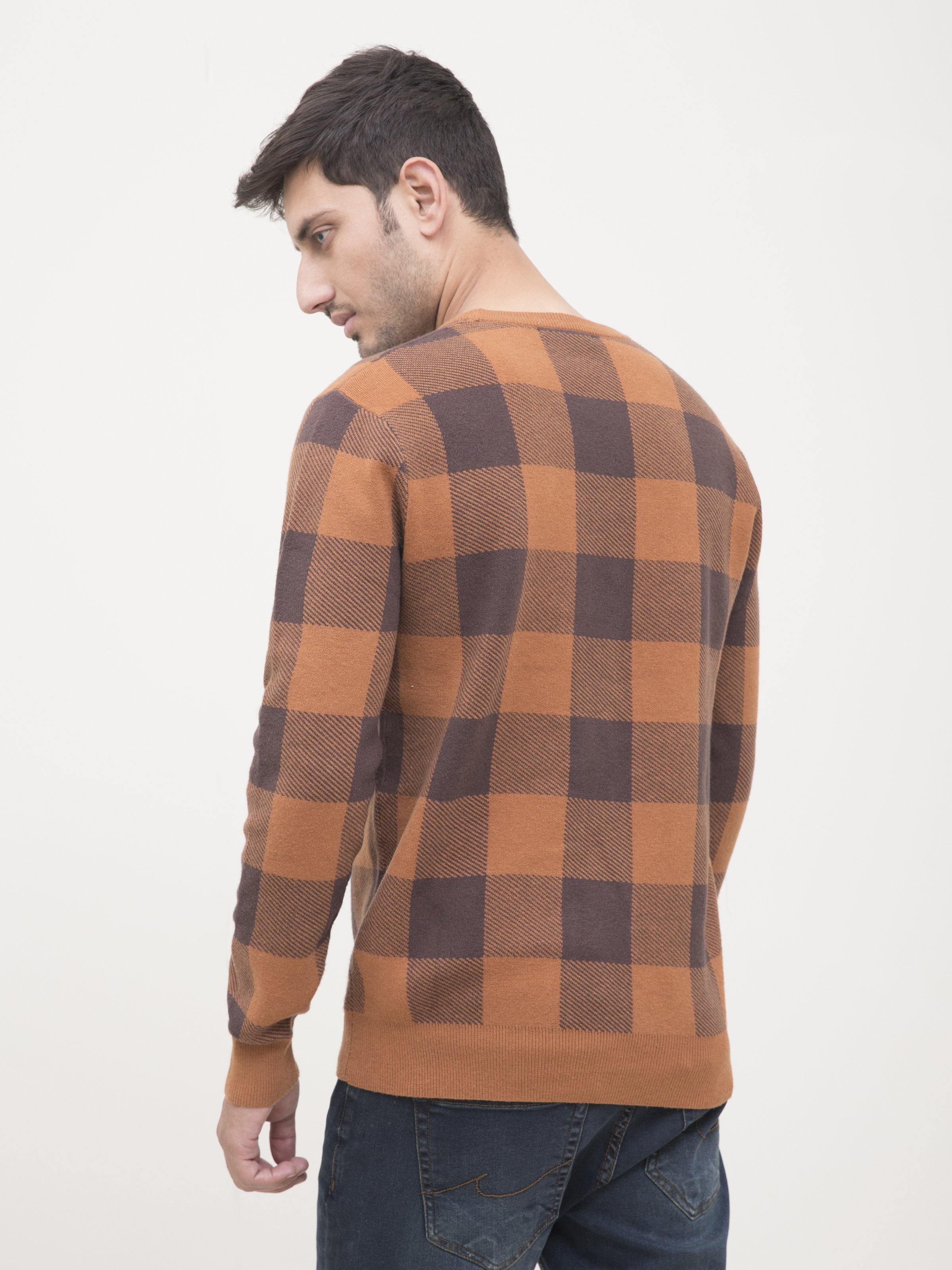 SWEATER ROUND NECK FULL SLEEVE BROWN KHAKI at Charcoal Clothing