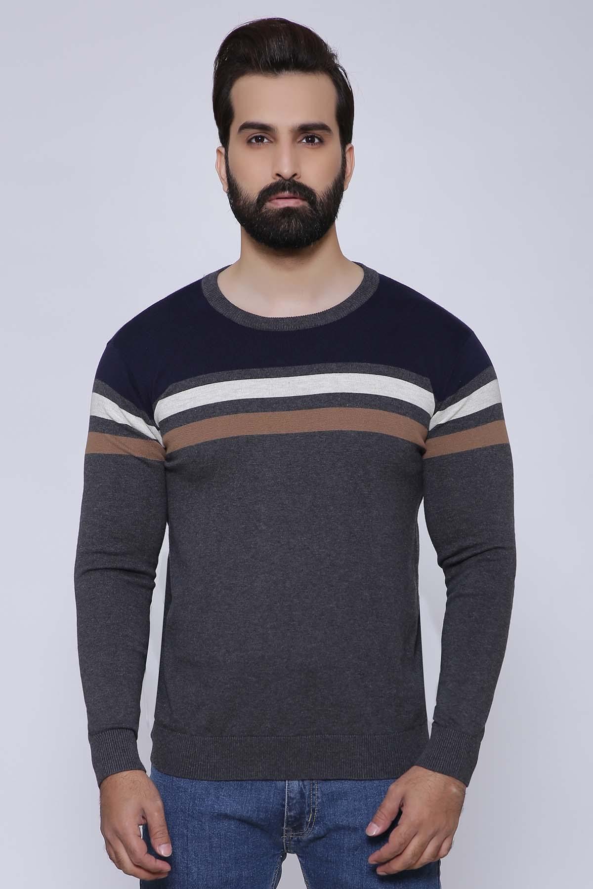 SWEATER ROUND NECK FULL SLEEVE DARK GREY at Charcoal Clothing