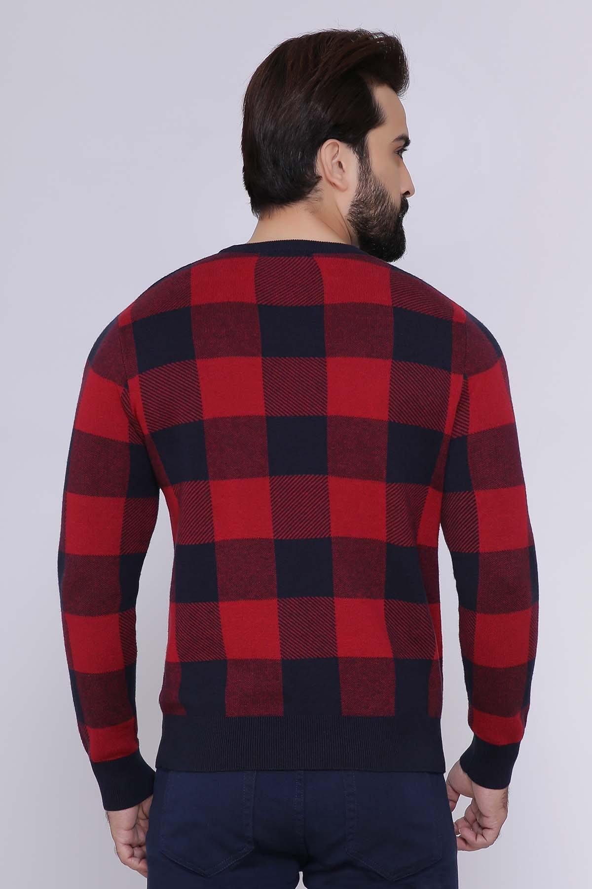 SWEATER ROUND NECK FULL SLEEVE MAROON NAVY at Charcoal Clothing