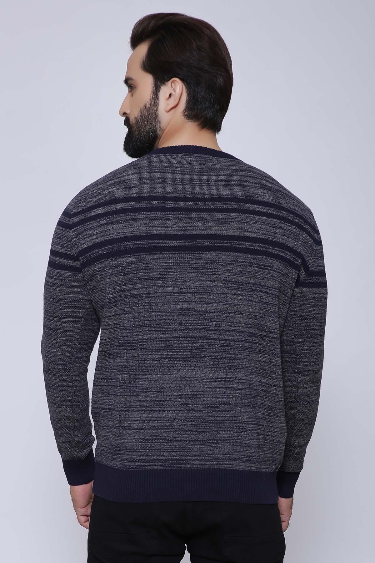 SWEATER ROUND NECK FULL SLEEVE NAVY GREY at Charcoal Clothing