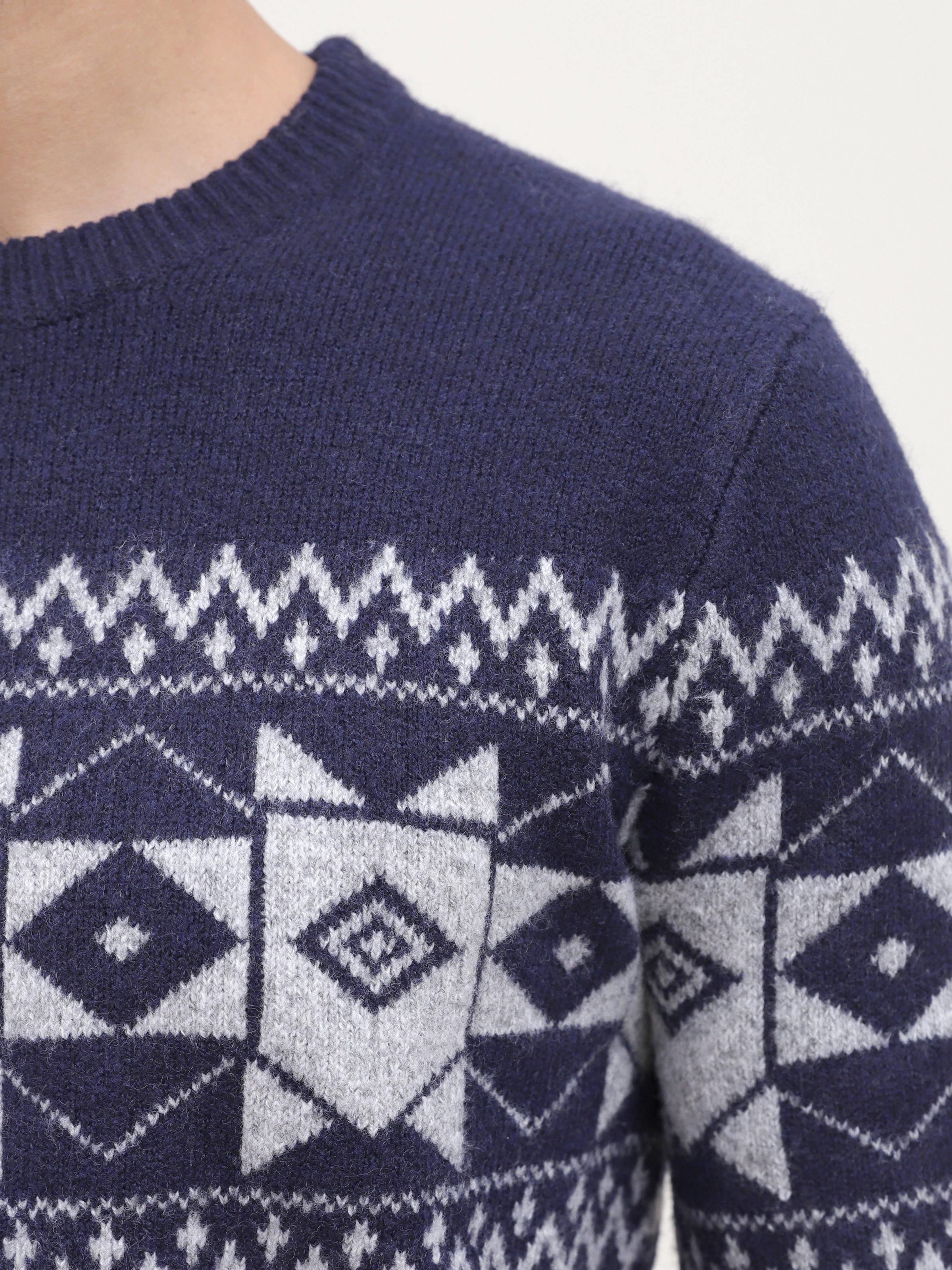SWEATER ROUND NECK FULL SLEEVE NAVY GREY at Charcoal Clothing