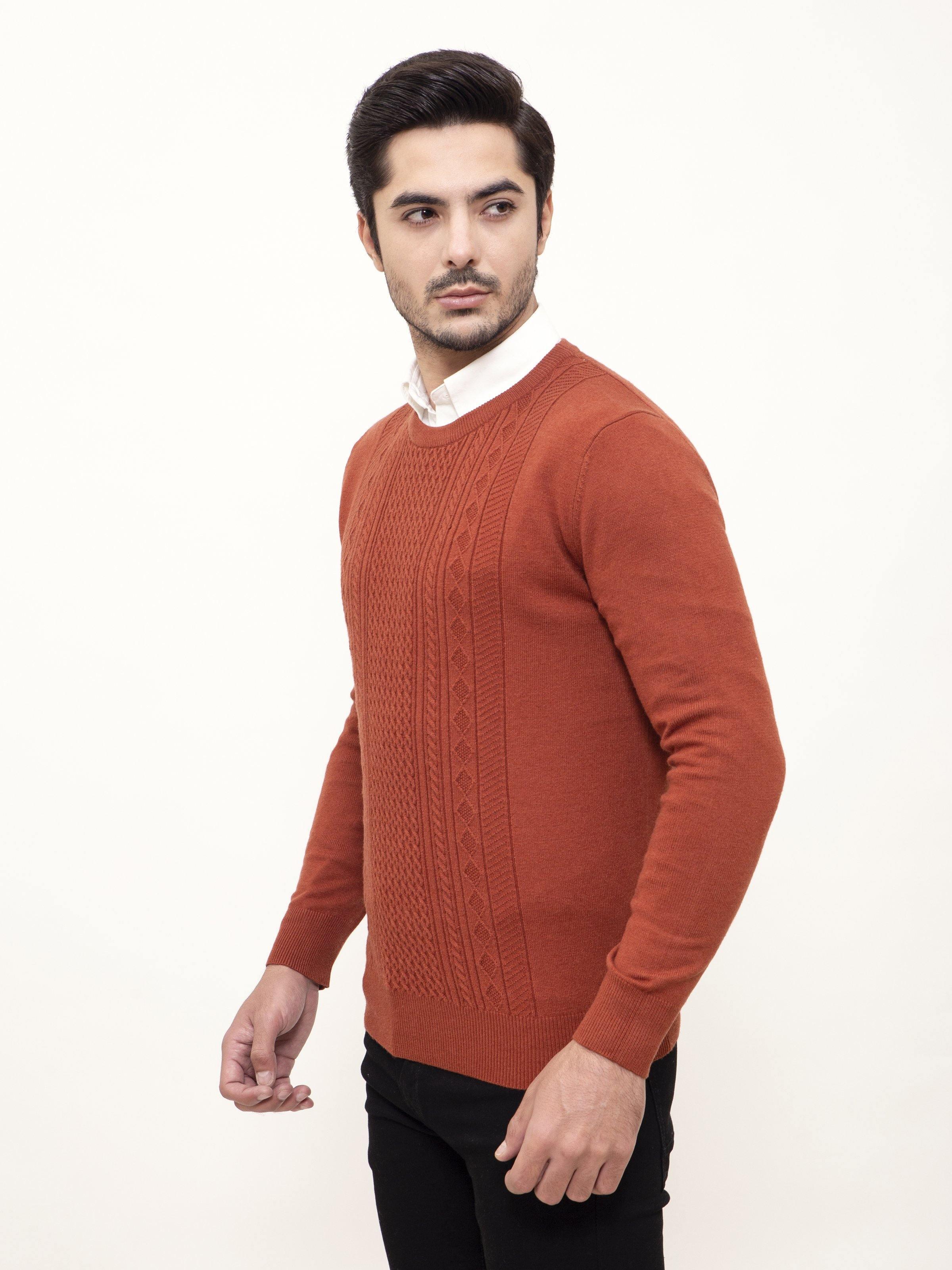 SWEATER ROUND NECK FULL SLEEVE RUST at Charcoal Clothing