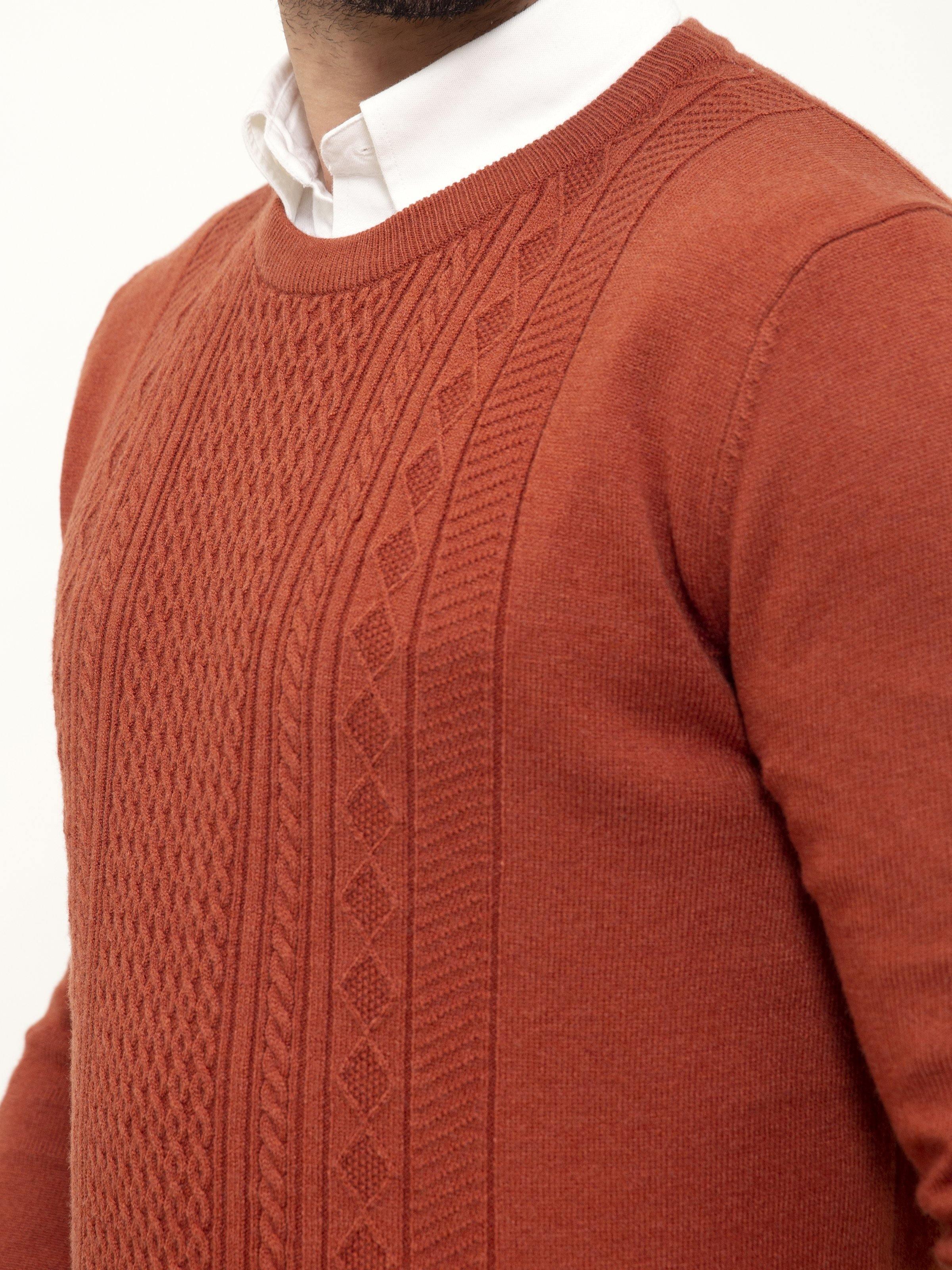 SWEATER ROUND NECK FULL SLEEVE RUST at Charcoal Clothing