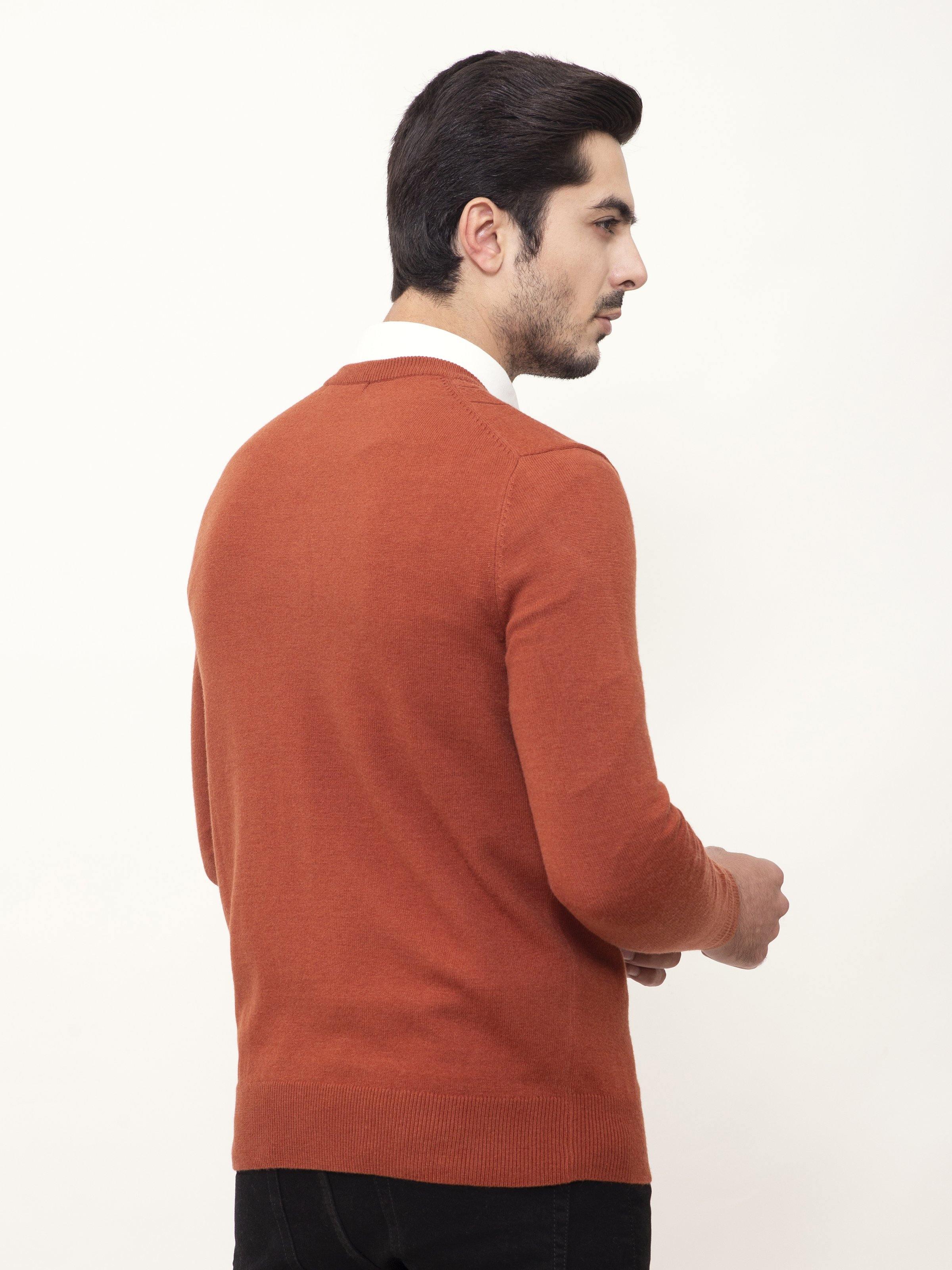 SWEATER ROUND NECK FULL SLEEVE RUST at Charcoal Clothing