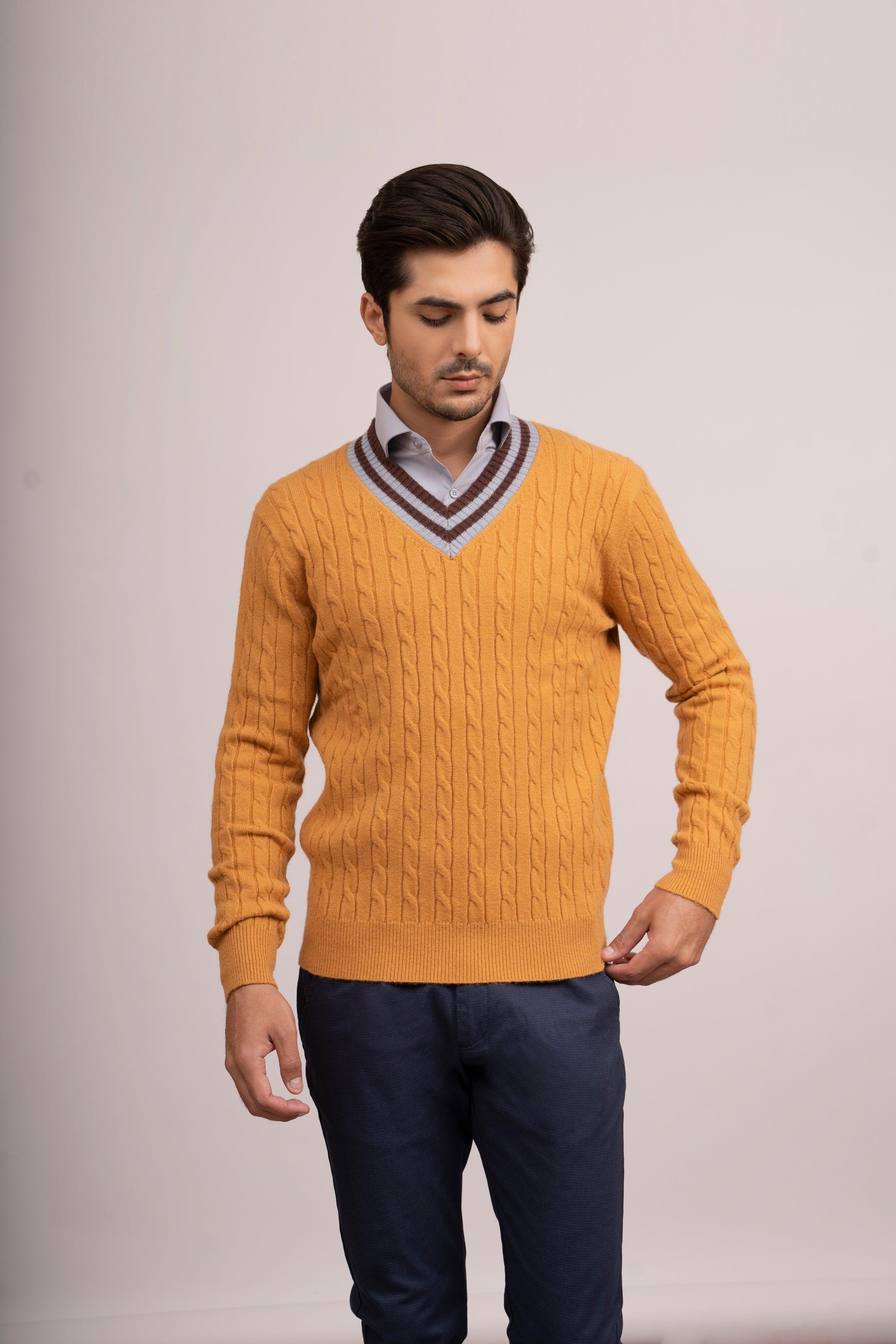 SWEATER V NECK F/L MUSTARD at Charcoal Clothing