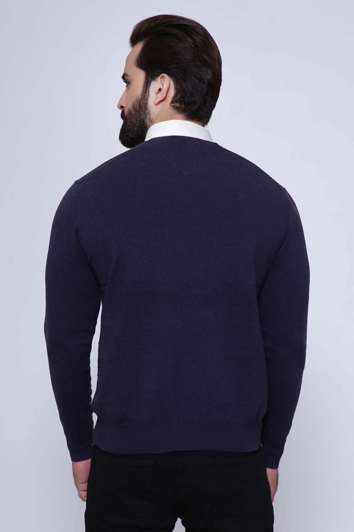 SWEATER V NECK FULL SLEEVE NAVY at Charcoal Clothing