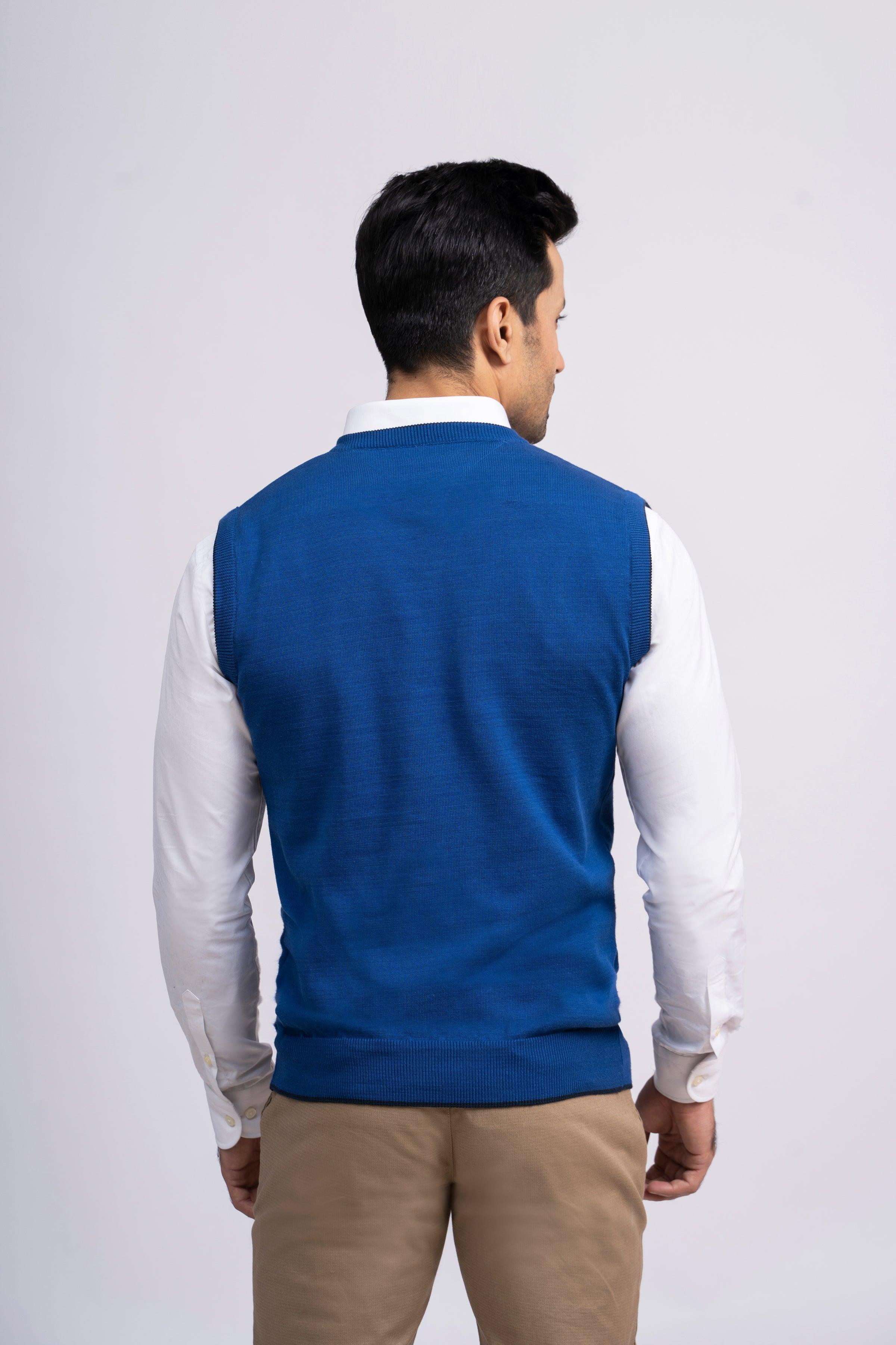 SWEATER V NECK S/L BLUE at Charcoal Clothing