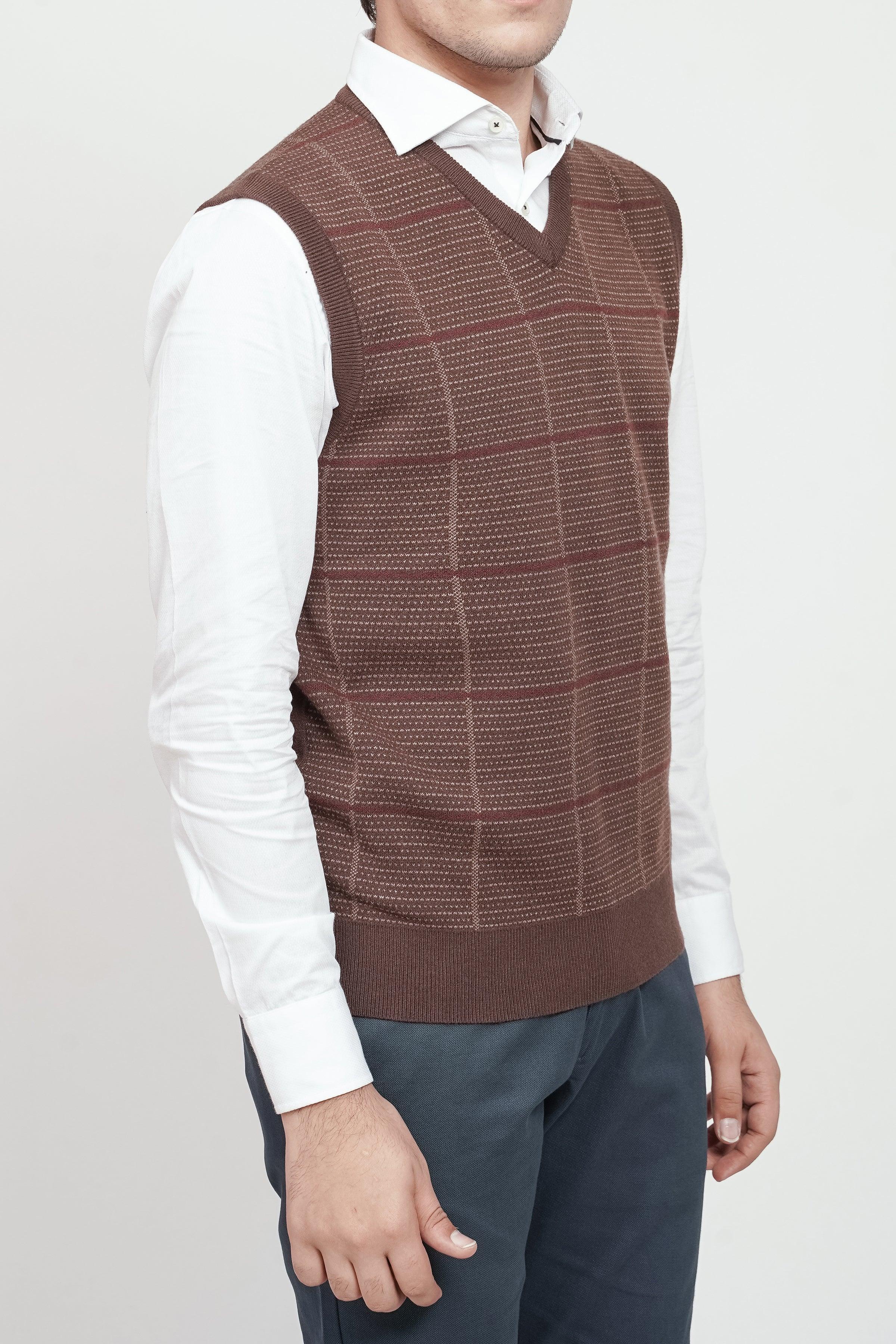 SWEATER V NECK S/L BROWN at Charcoal Clothing