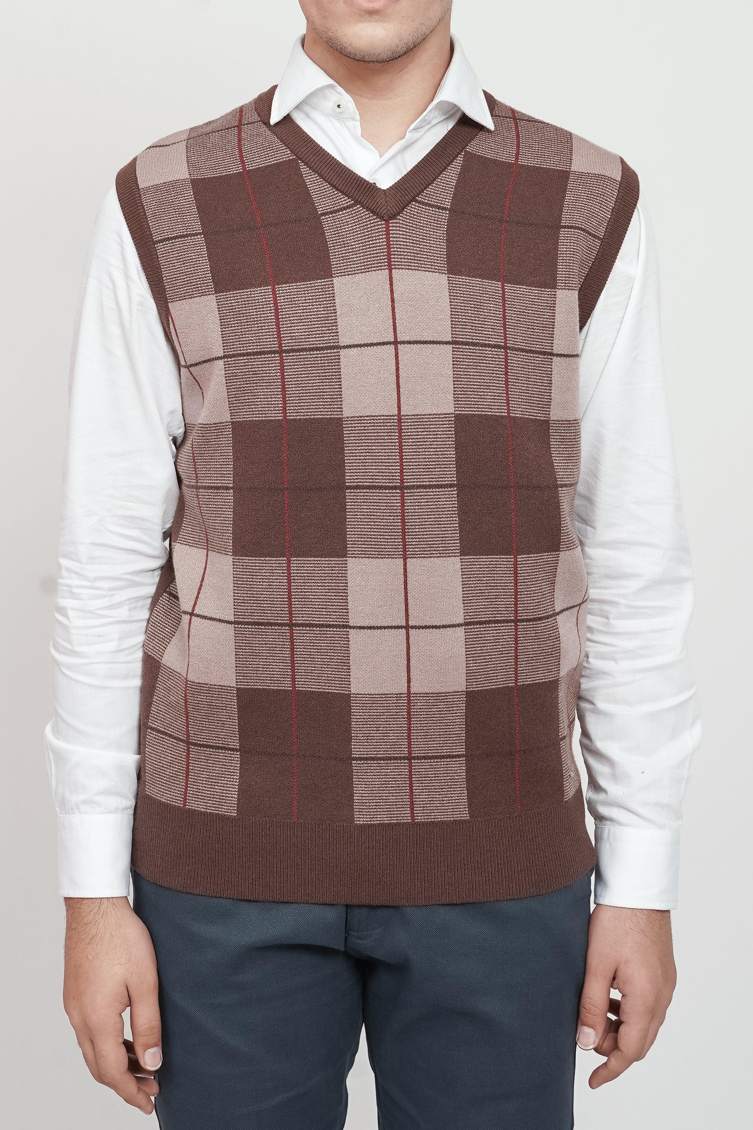 SWEATER V NECK S/L BROWN at Charcoal Clothing