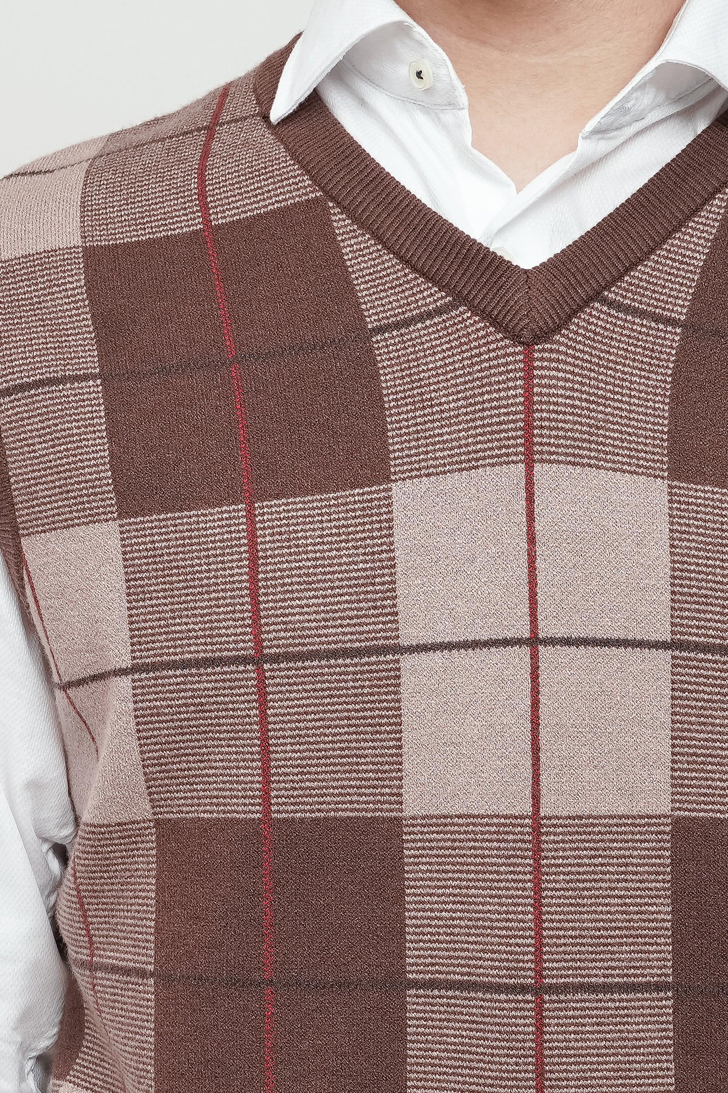 SWEATER V NECK S/L BROWN at Charcoal Clothing