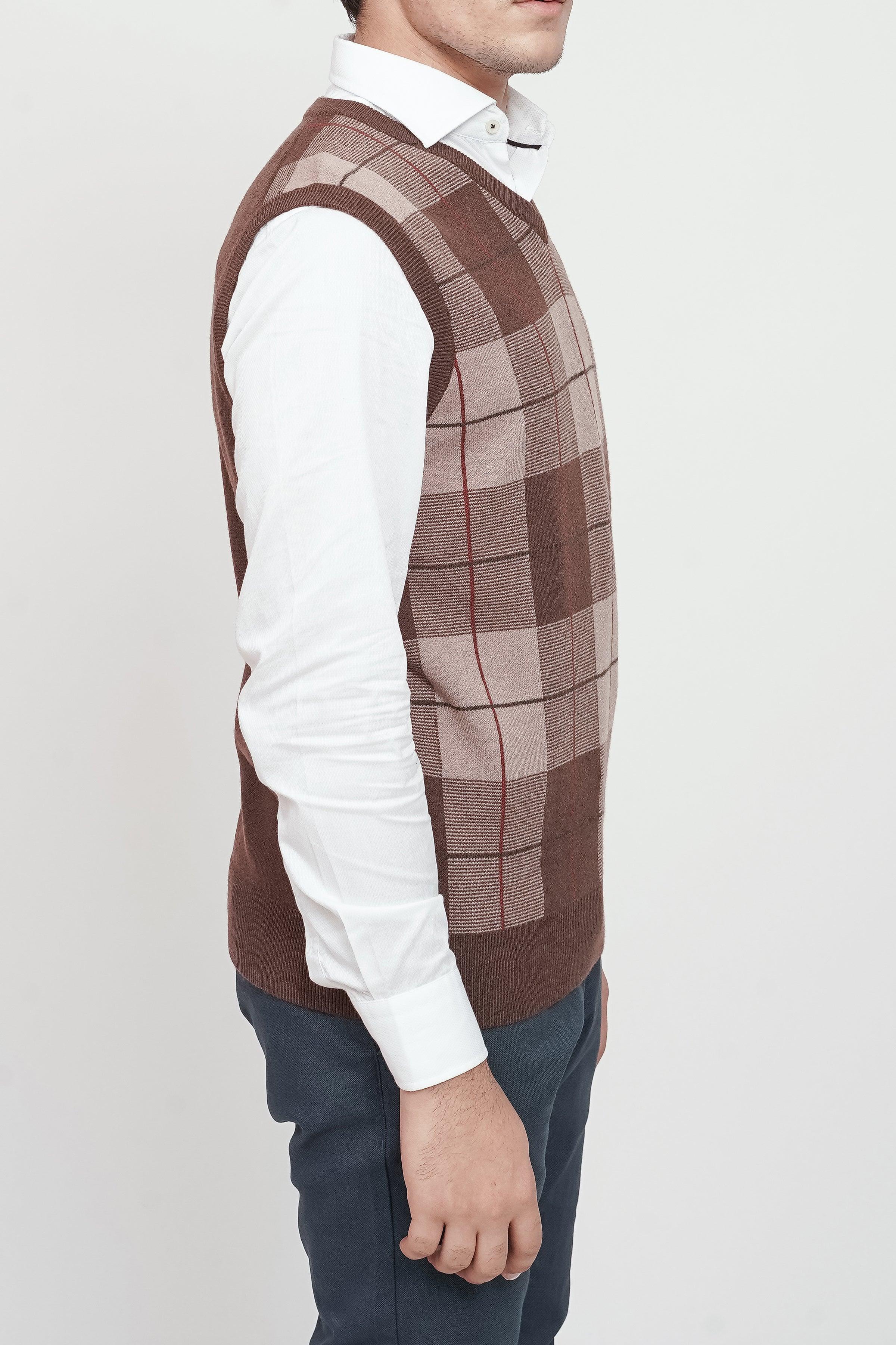 SWEATER V NECK S/L BROWN at Charcoal Clothing