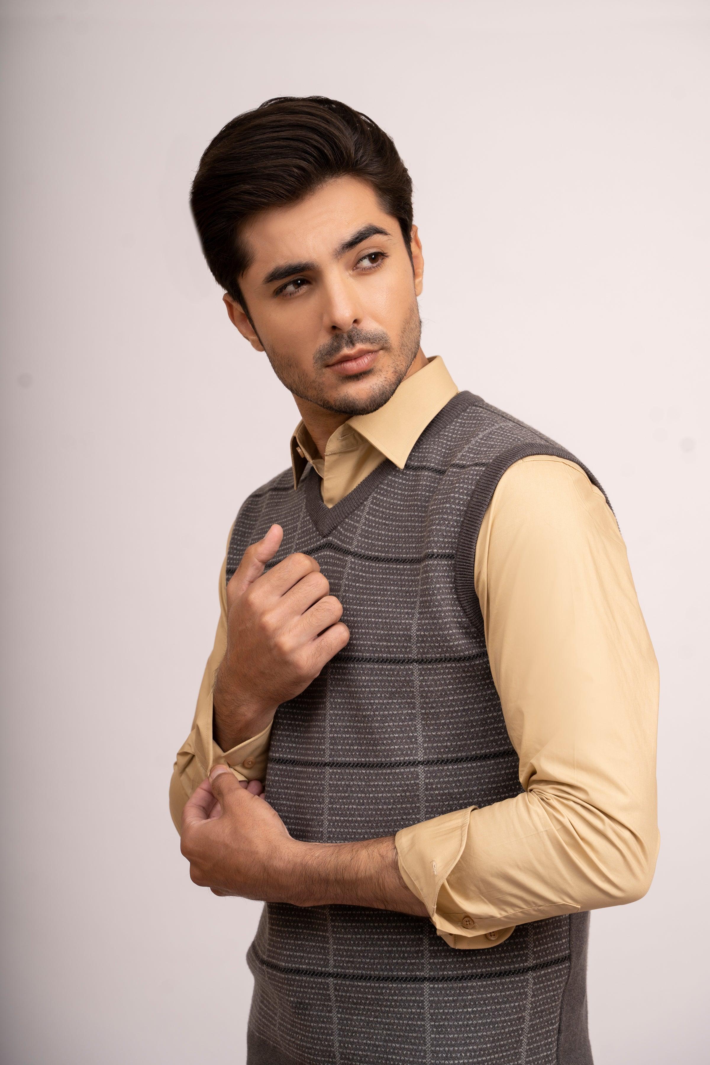 SWEATER V NECK S/L GREY at Charcoal Clothing