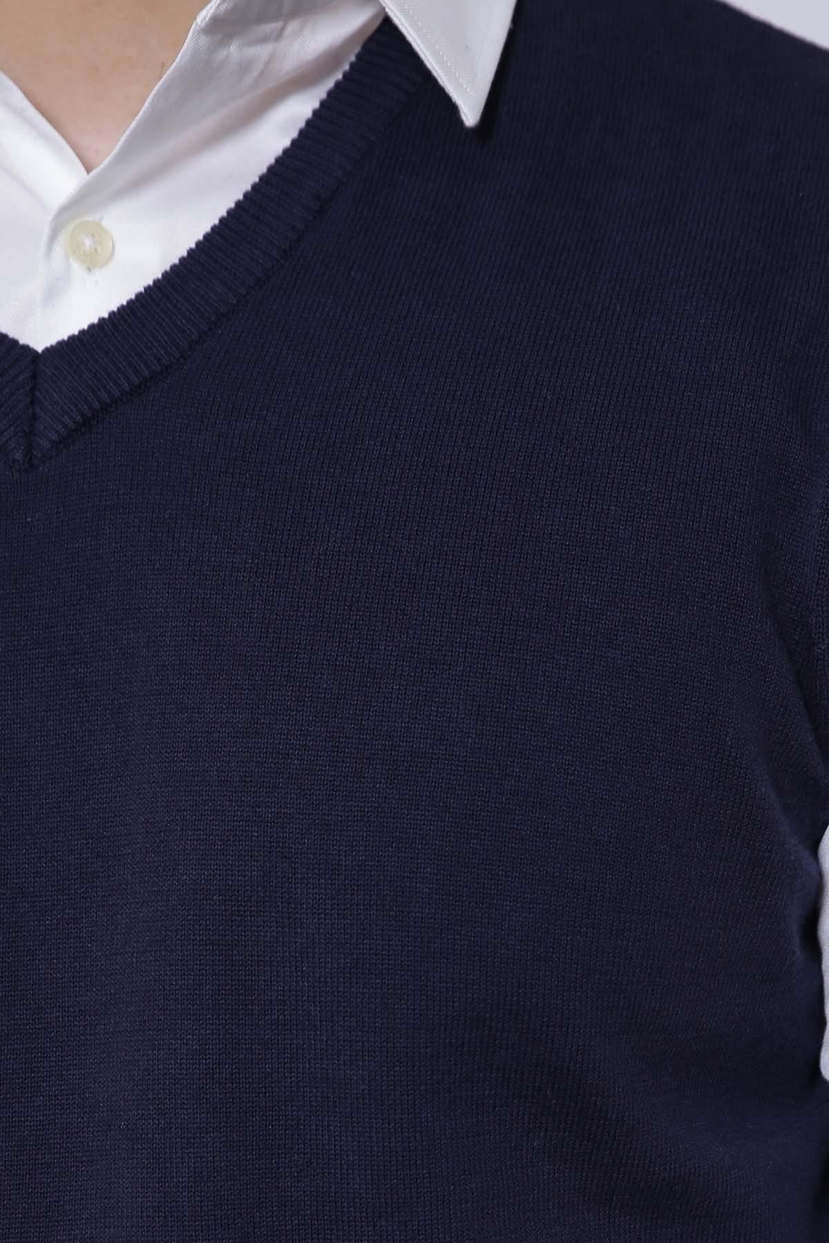 SWEATER V NECK SLEEVE LESS NAVY at Charcoal Clothing