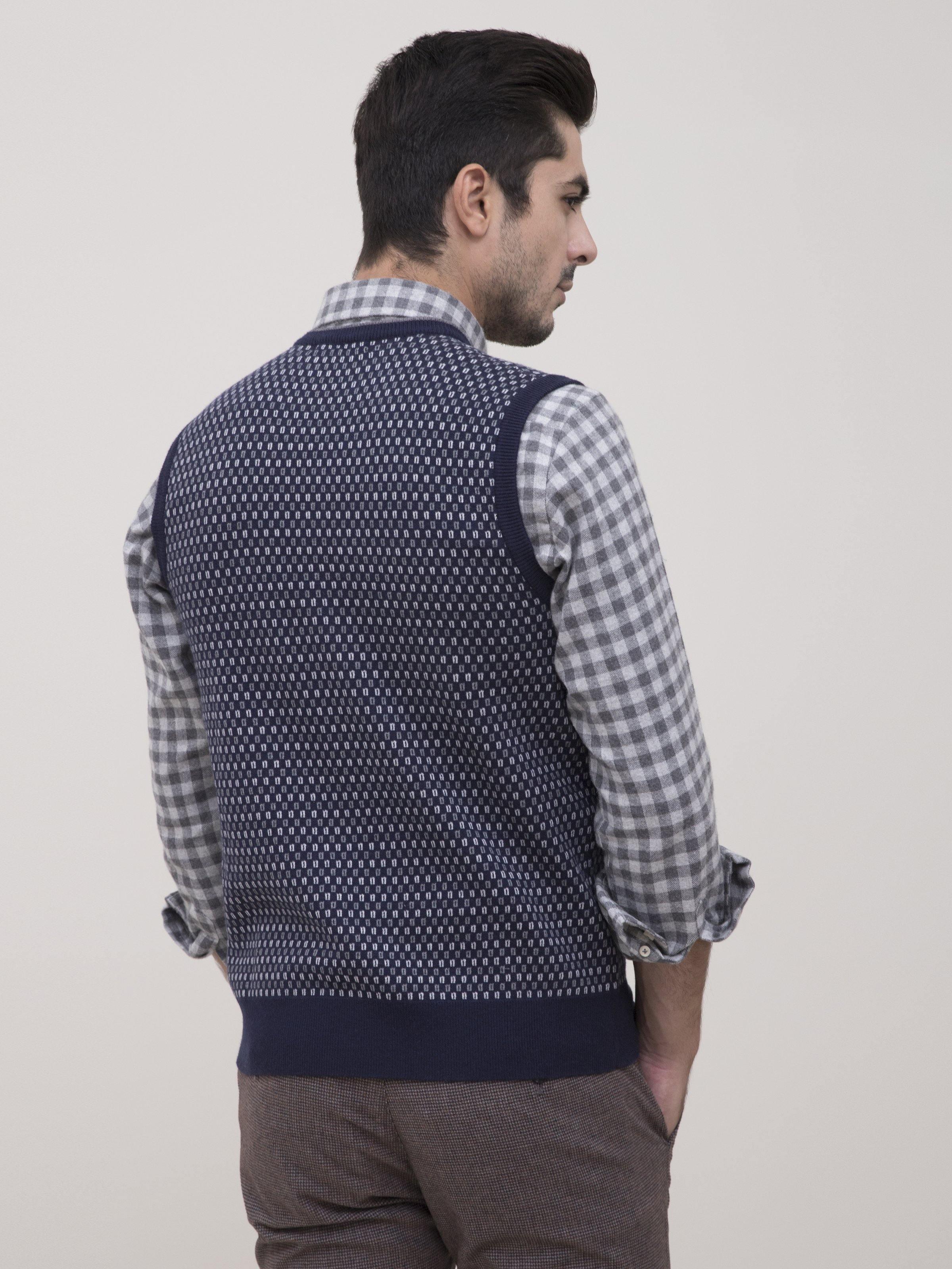 SWEATER V NECK SLEEVELEES NAVY at Charcoal Clothing