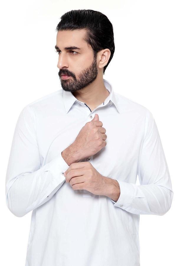 Shalwar Kameez with Collar Light Grey at Charcoal Clothing