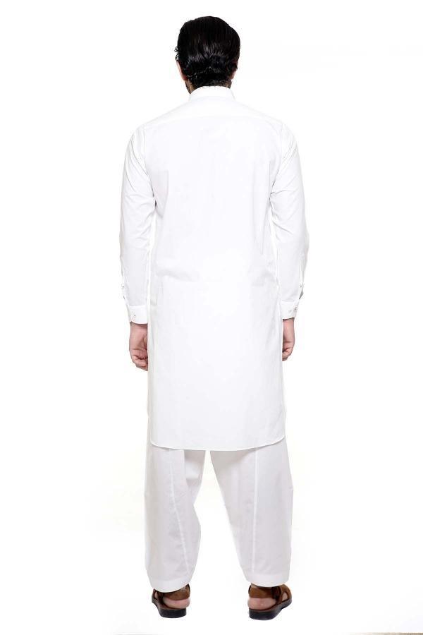 Shalwar Kameez with Collar White at Charcoal Clothing
