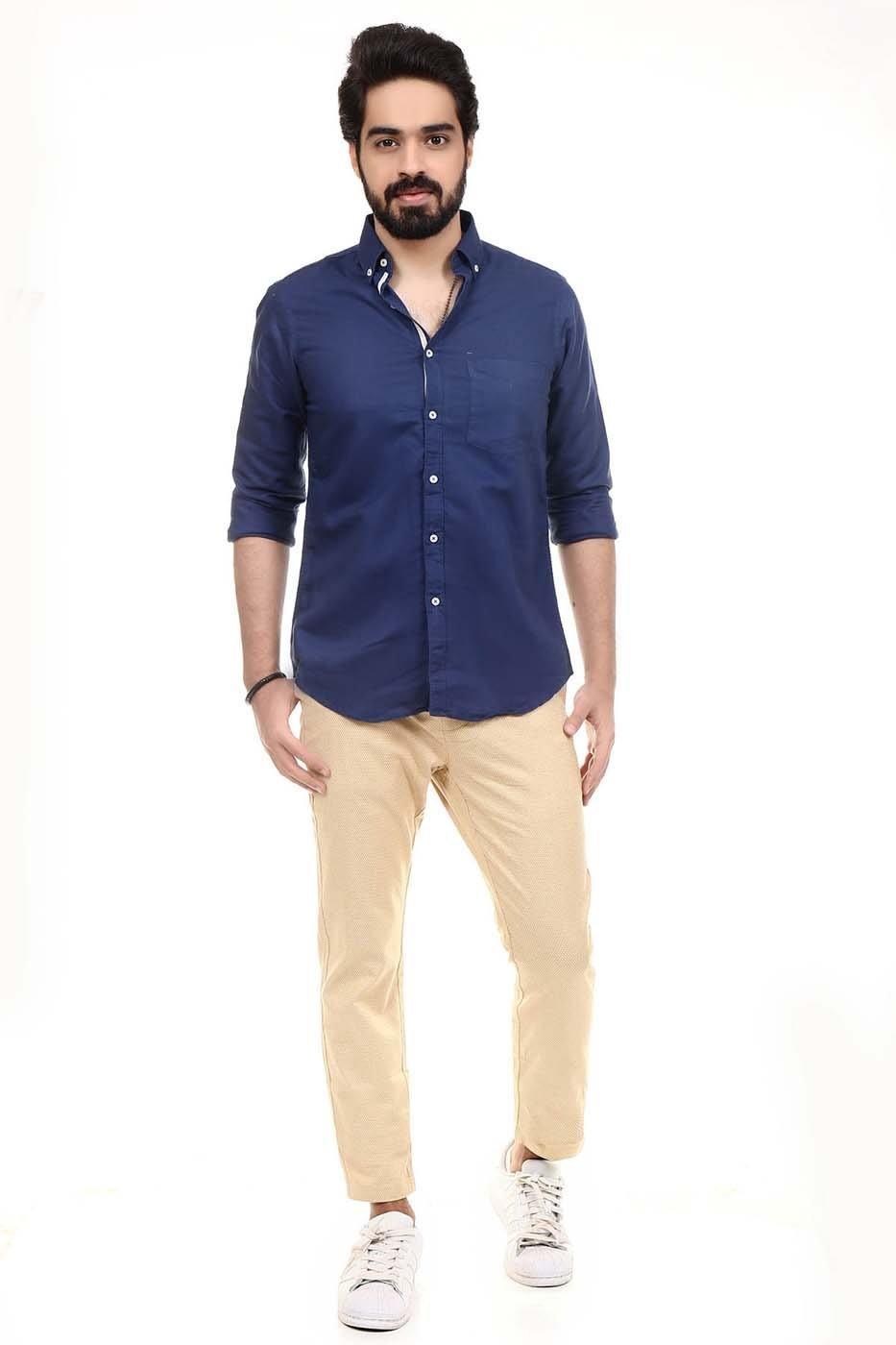 Smart Shirt Linen Navy at Charcoal Clothing