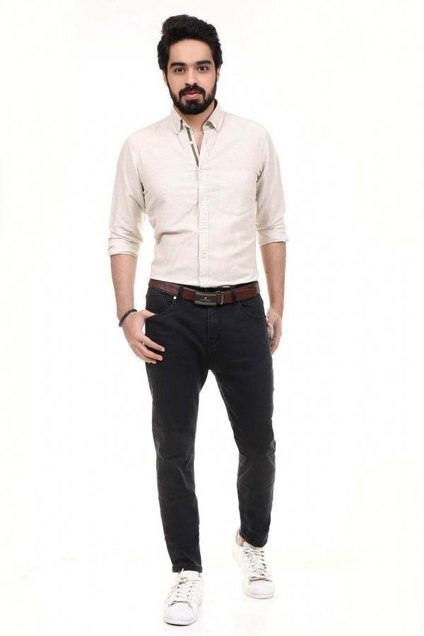 Smart Shirt Linen Off White at Charcoal Clothing