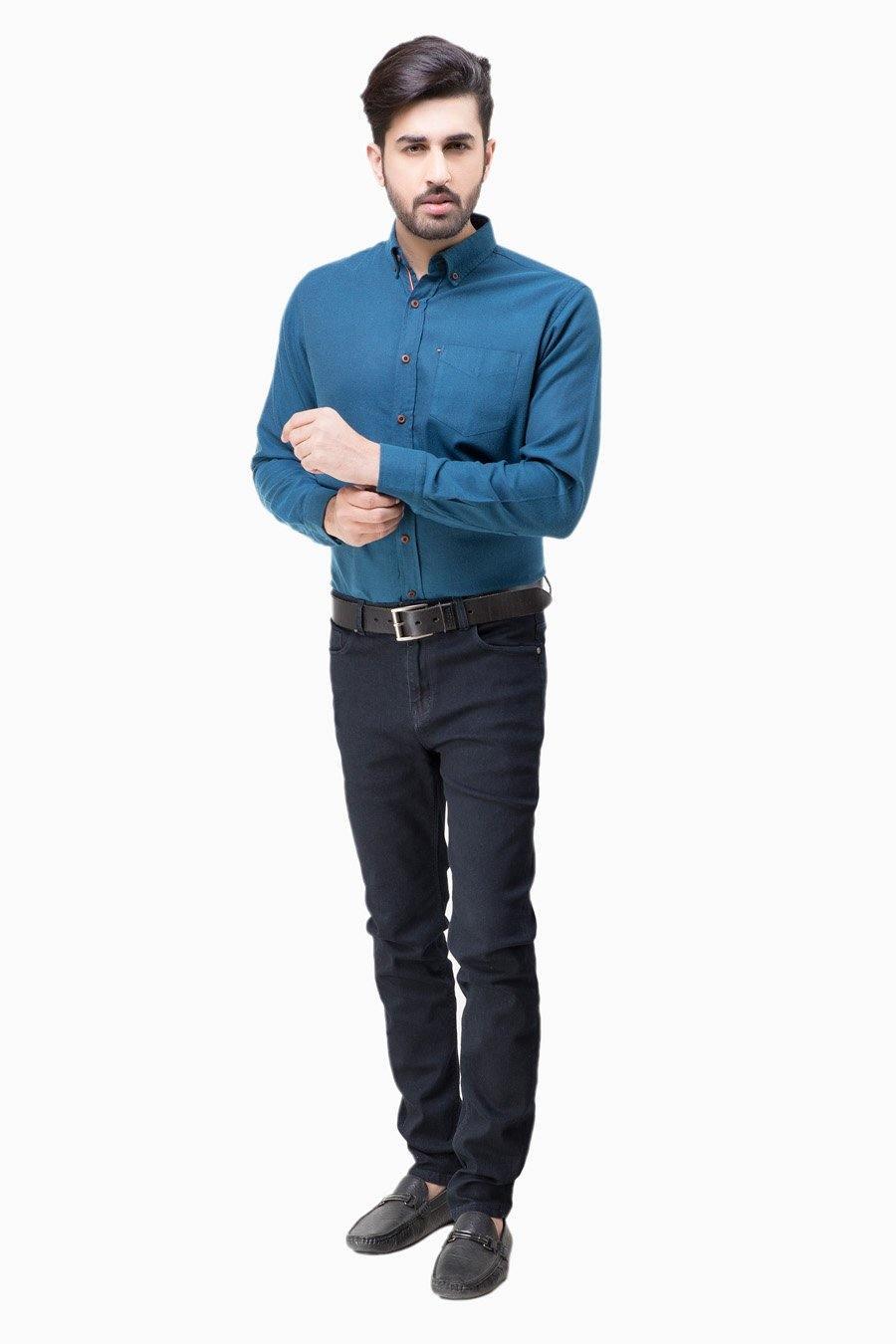 Smart shirt Button Down FUll sleeve Blue at Charcoal Clothing