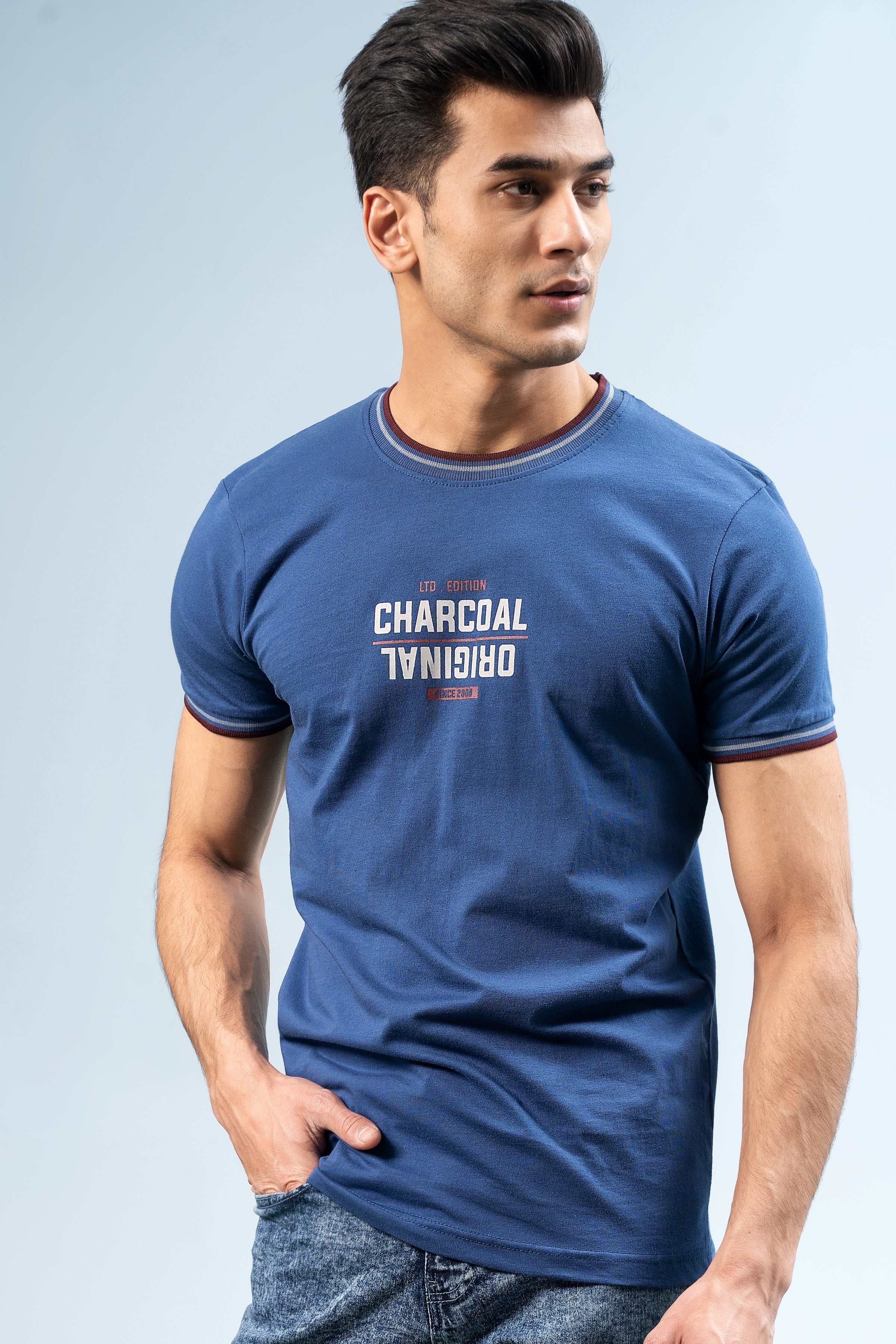 T SHIRT BLUE at Charcoal Clothing