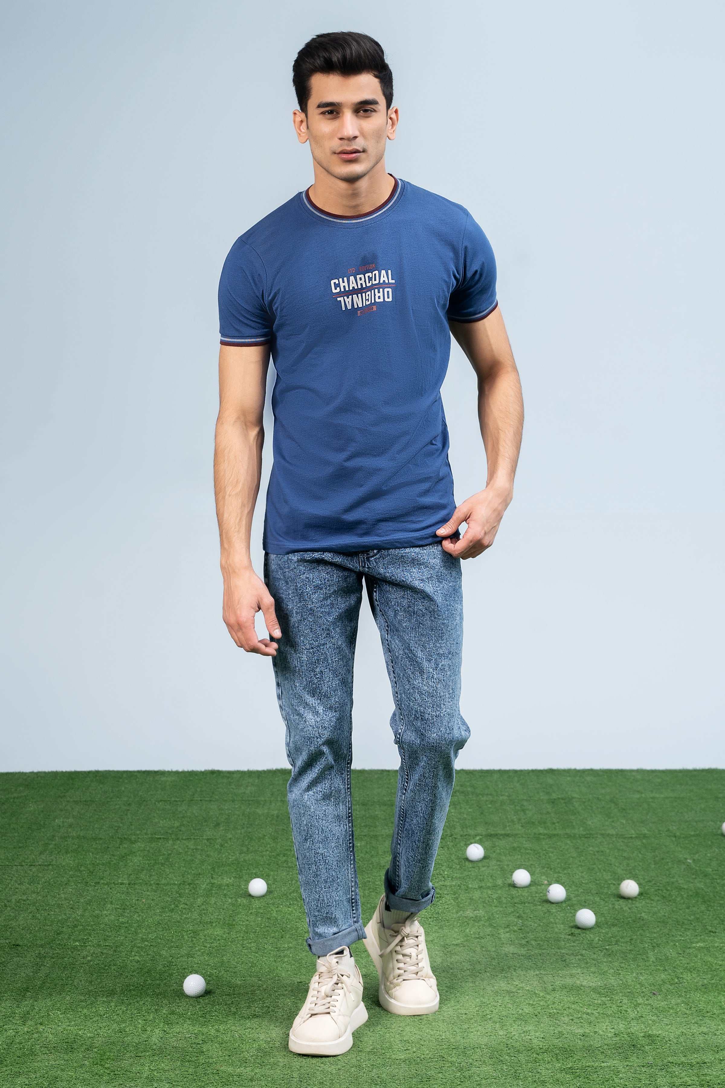 T SHIRT BLUE at Charcoal Clothing