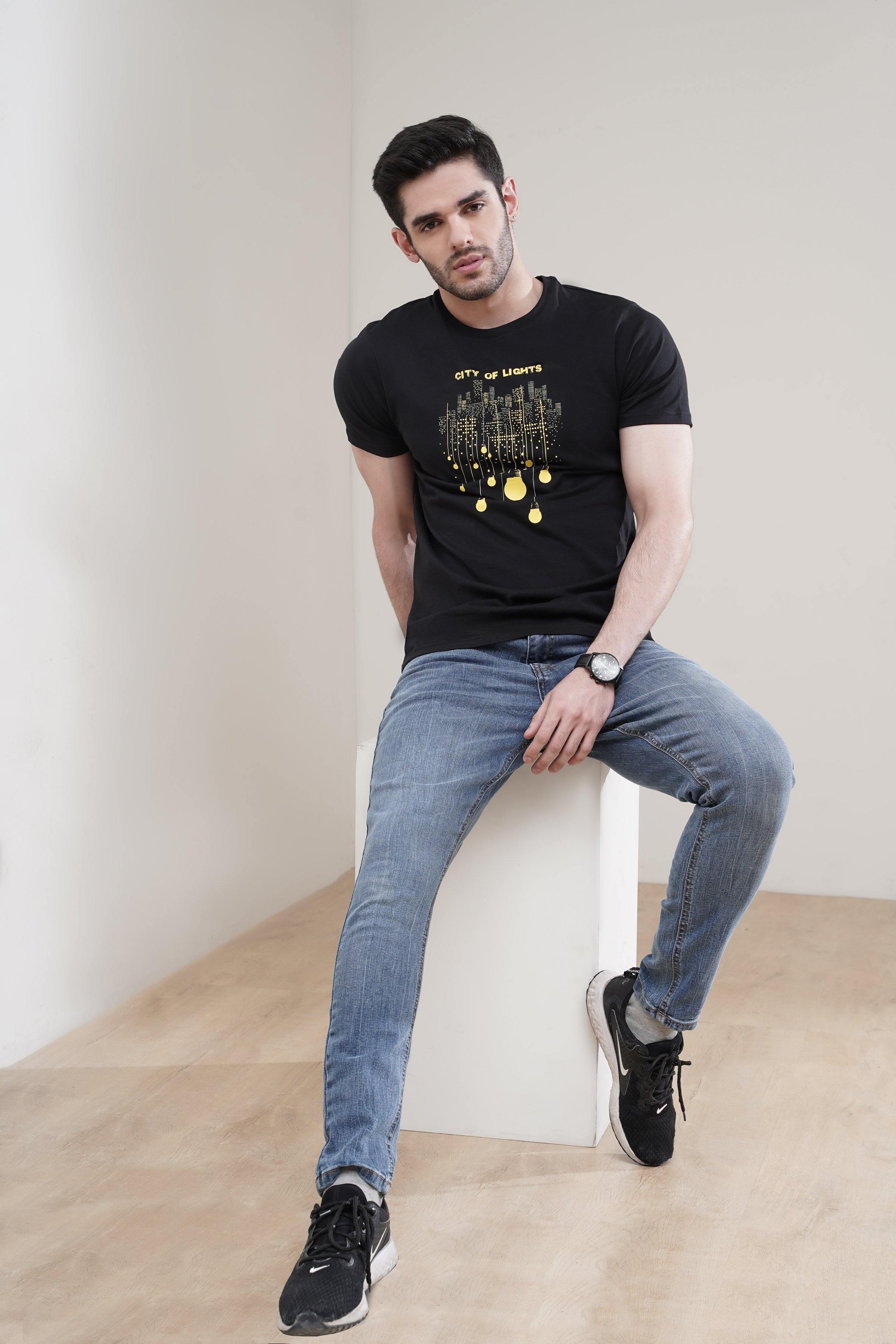 T SHIRT CREW NECK BLACK at Charcoal Clothing