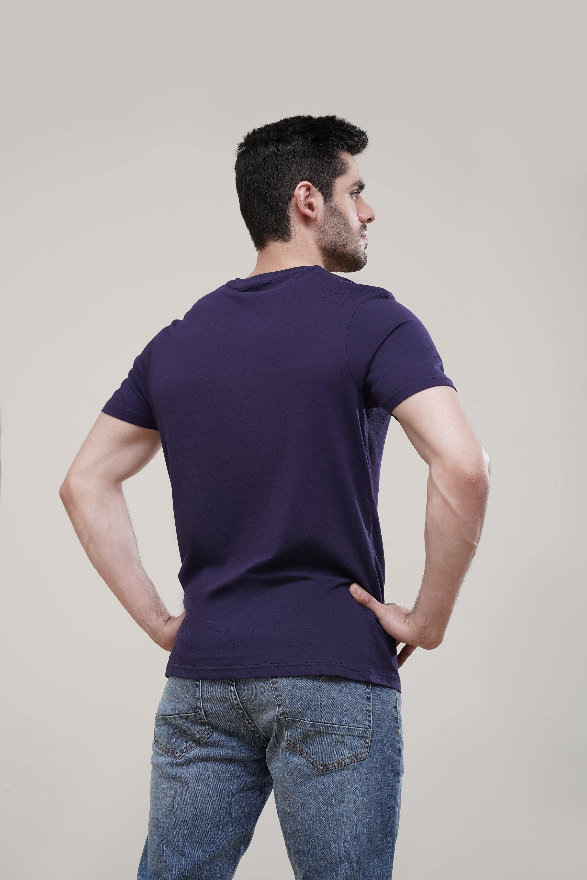 T SHIRT CREW NECK BLUE at Charcoal Clothing