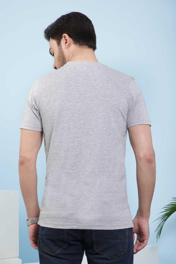 T SHIRT CREW NECK GREY HEATHER at Charcoal Clothing