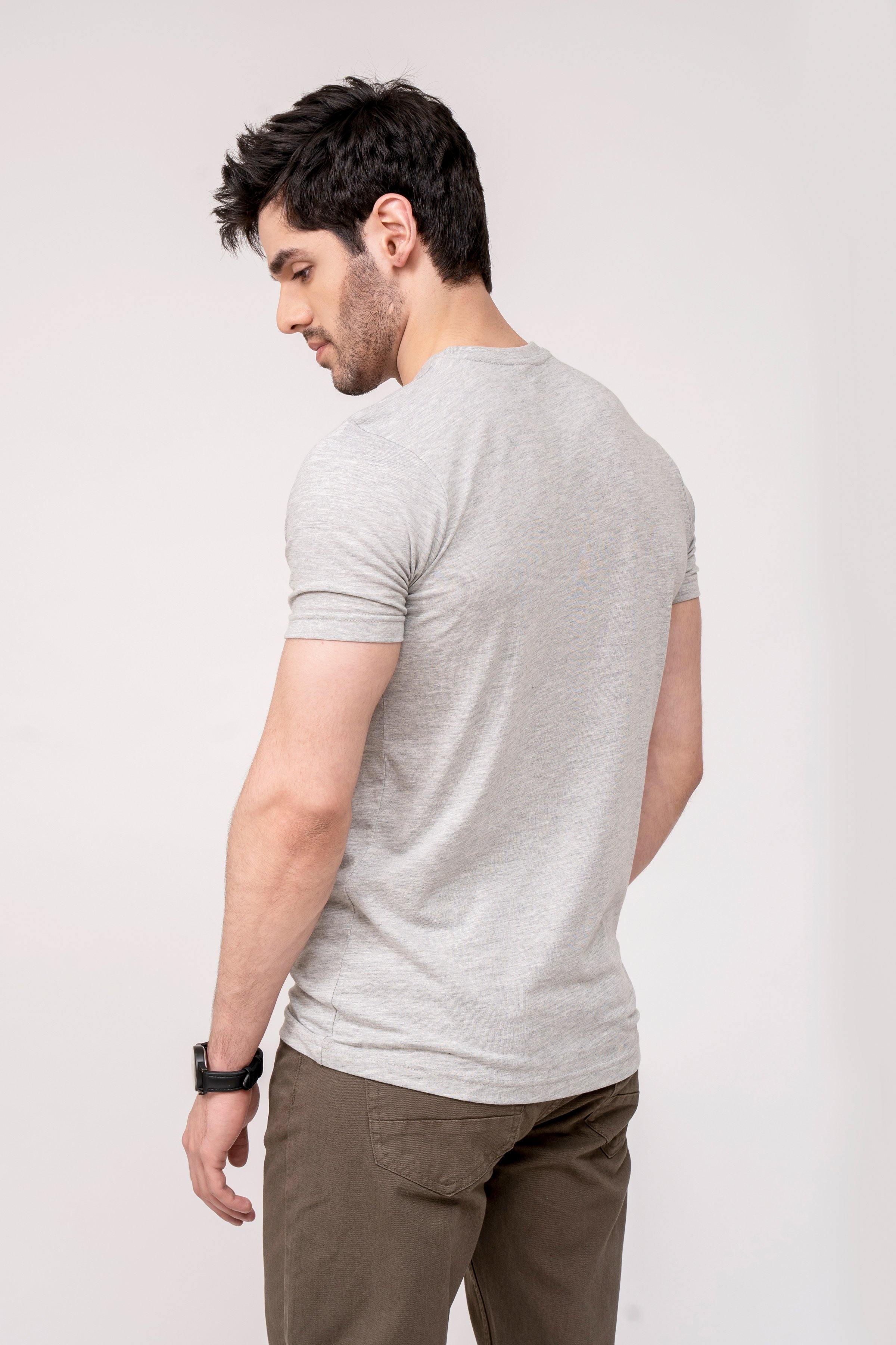 T SHIRT CREW NECK GREY at Charcoal Clothing