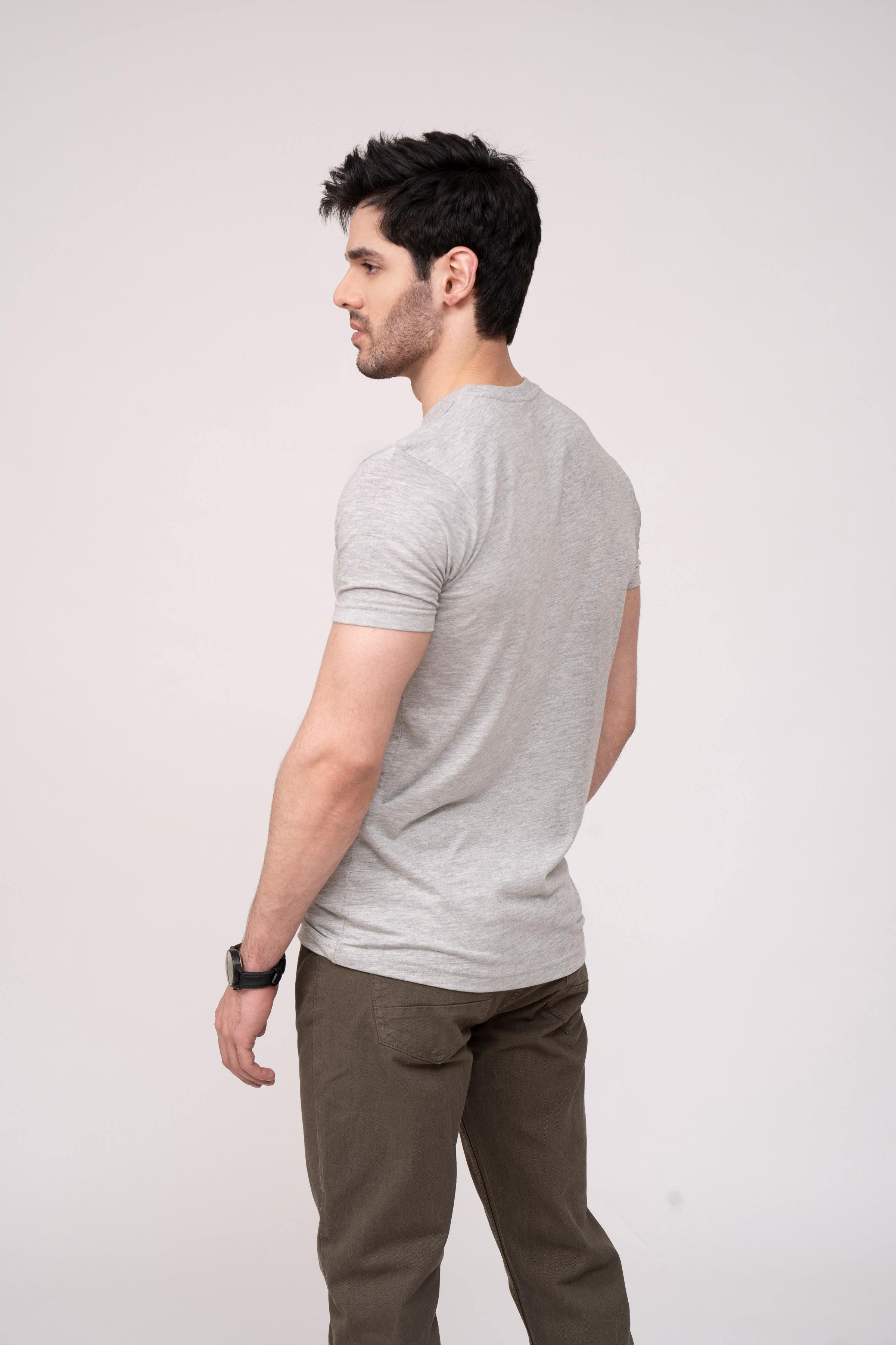 T SHIRT CREW NECK GREY at Charcoal Clothing