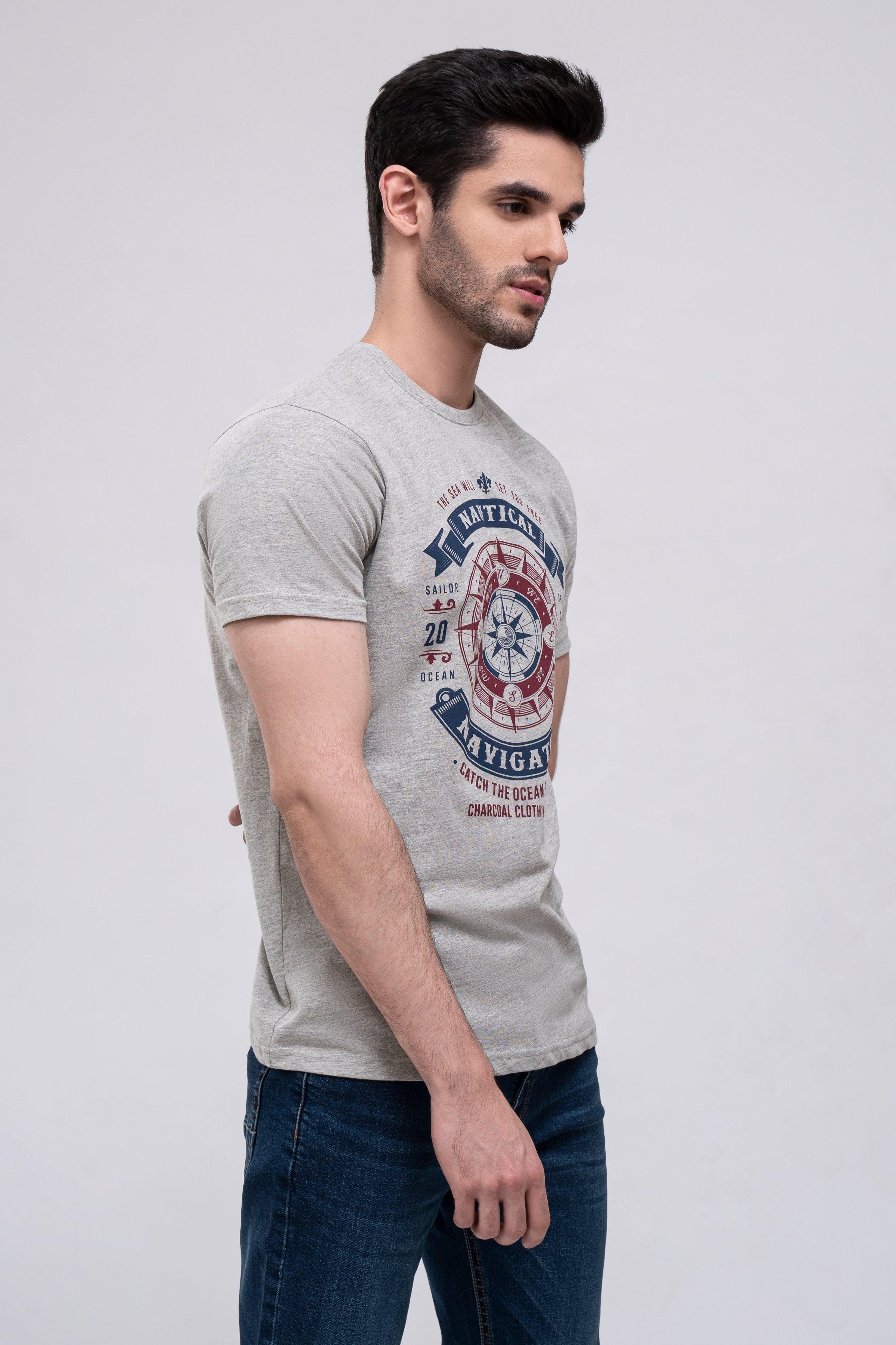 T SHIRT CREW NECK HYDER GREY at Charcoal Clothing