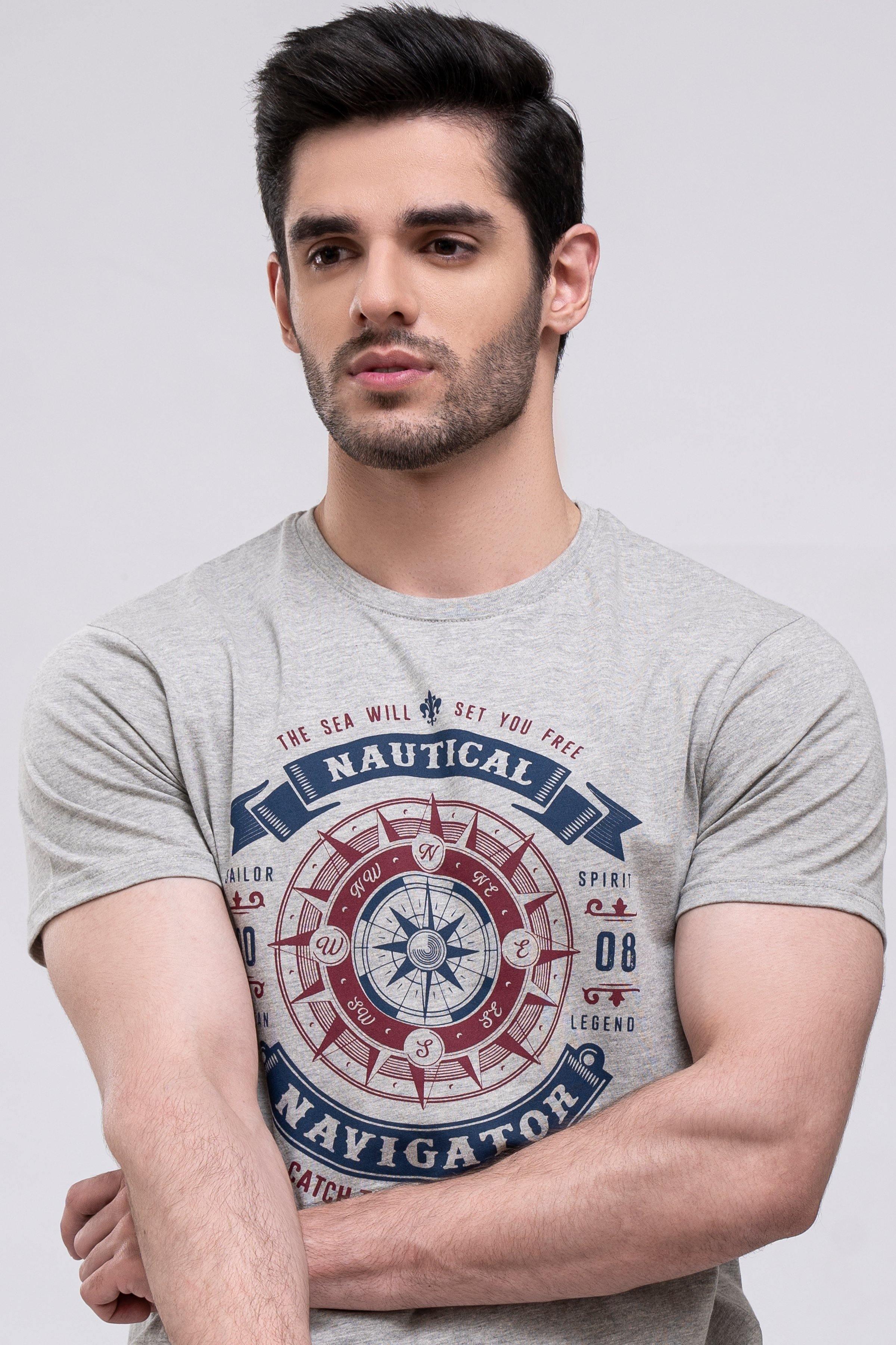 T SHIRT CREW NECK HYDER GREY at Charcoal Clothing