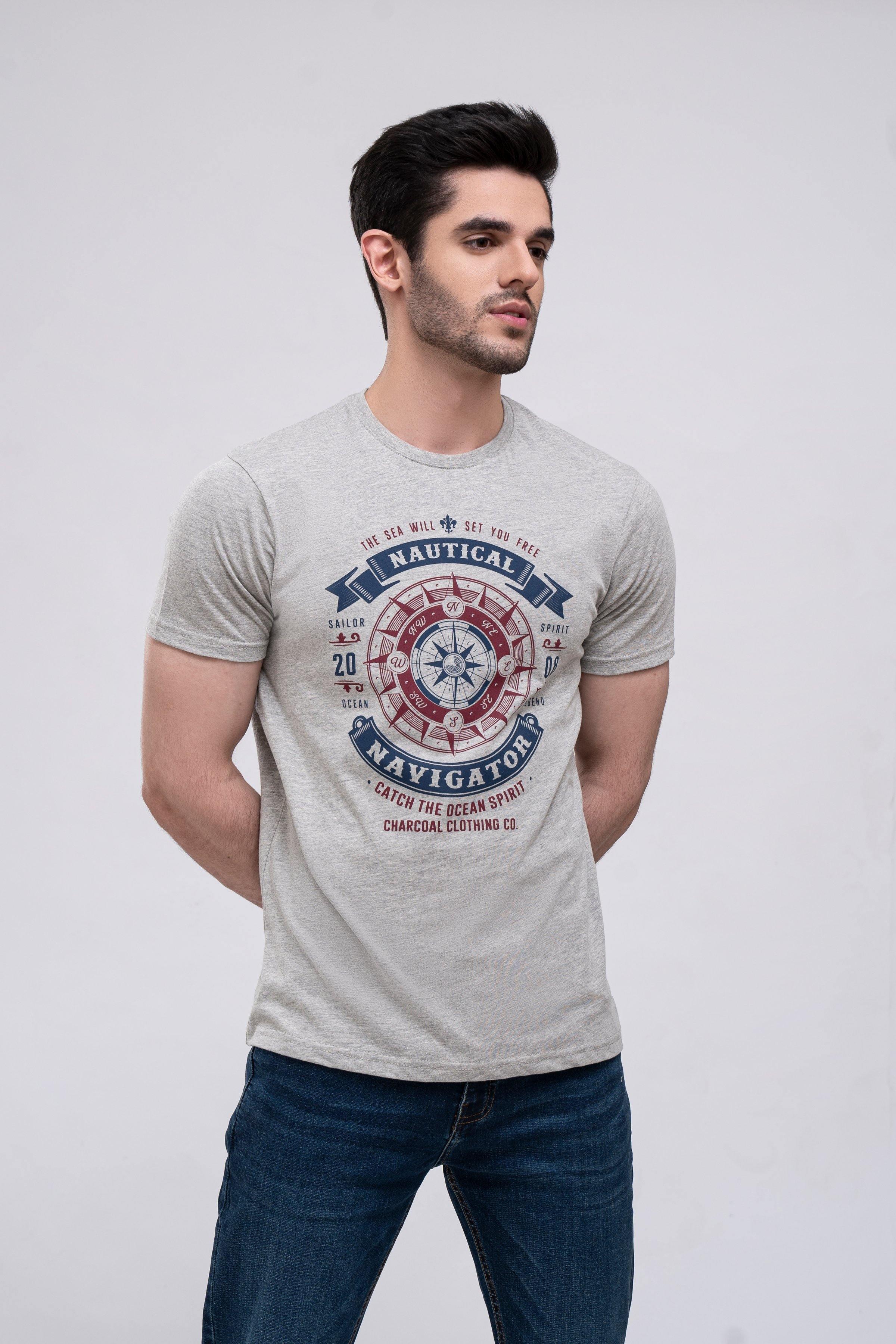 T SHIRT CREW NECK HYDER GREY at Charcoal Clothing