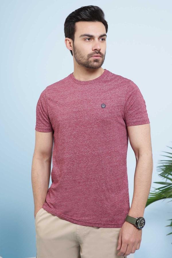 T SHIRT CREW NECK MAROON at Charcoal Clothing