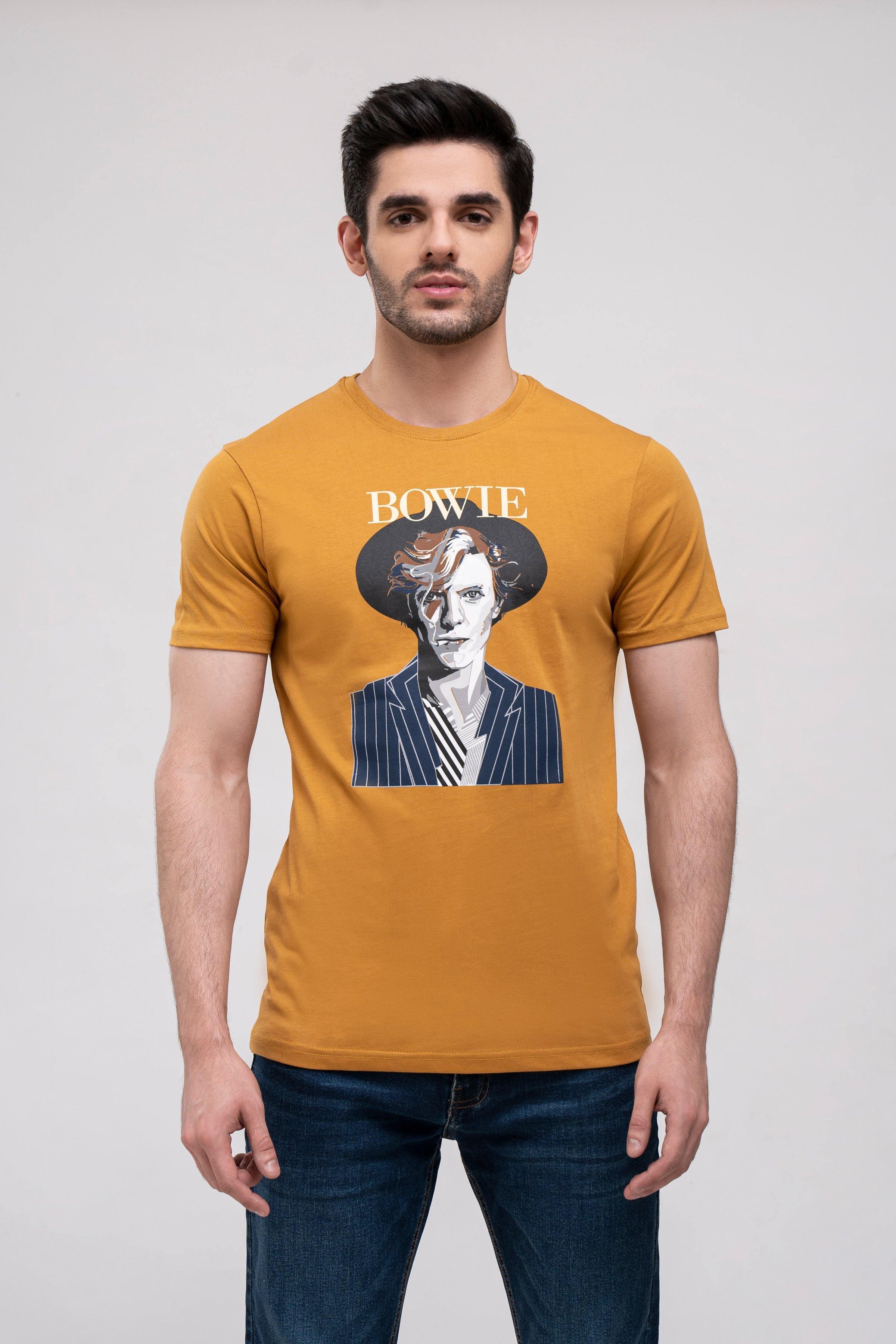 T SHIRT CREW NECK MUSTARD at Charcoal Clothing