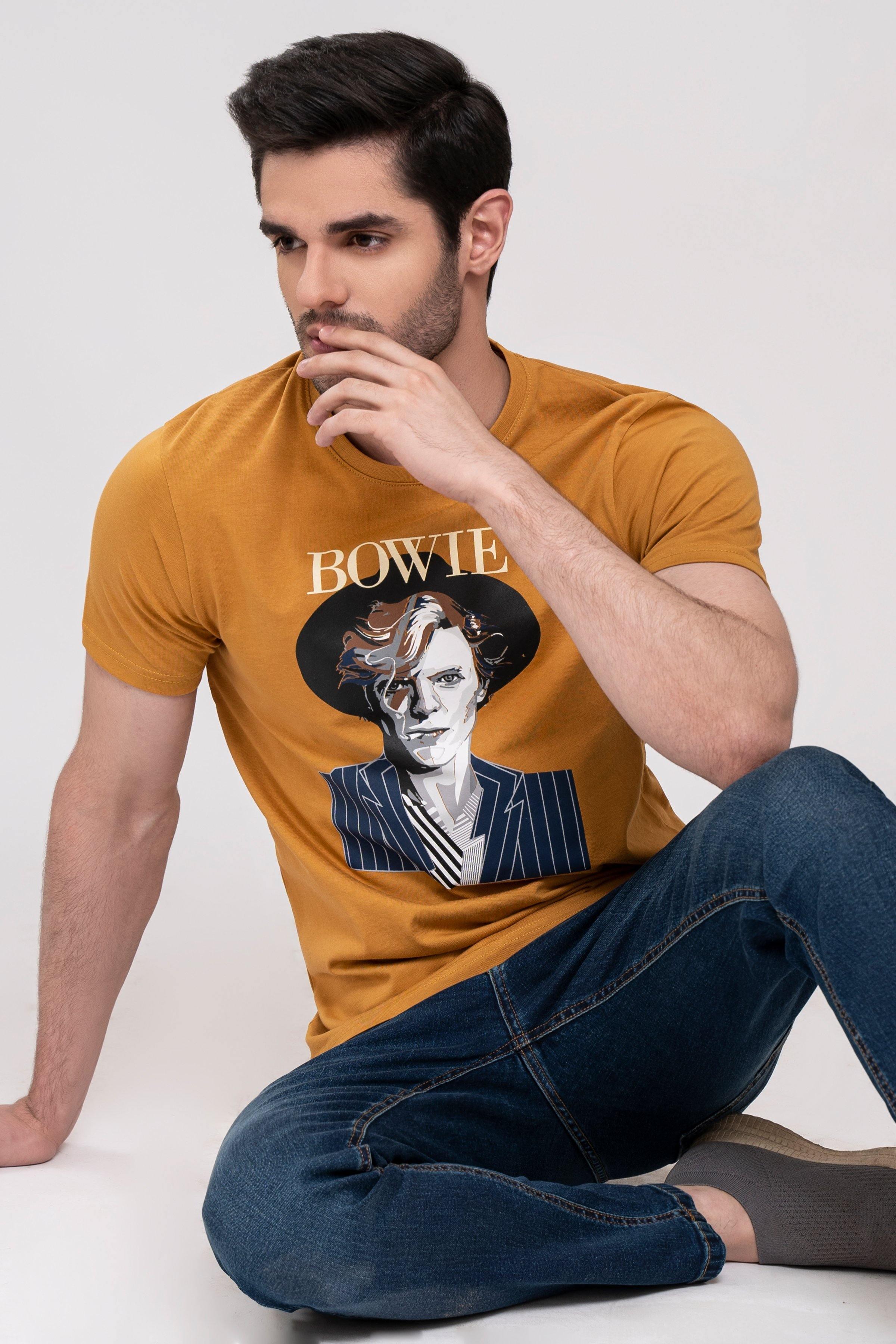 T SHIRT CREW NECK MUSTARD at Charcoal Clothing