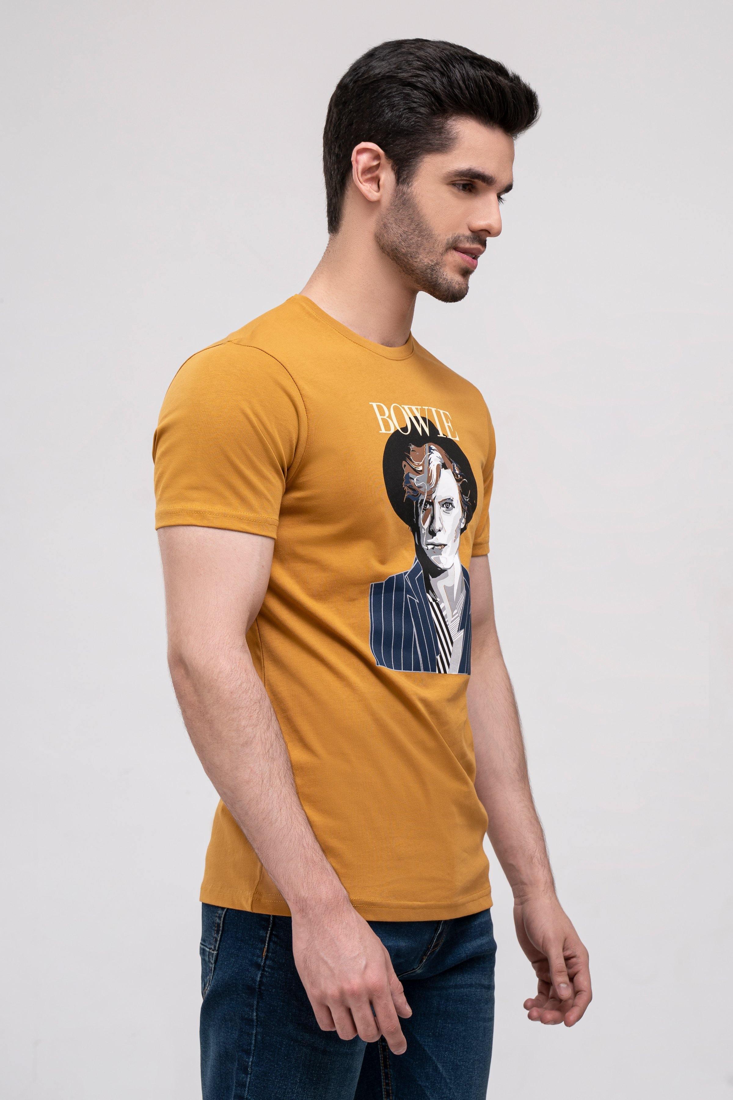 T SHIRT CREW NECK MUSTARD at Charcoal Clothing