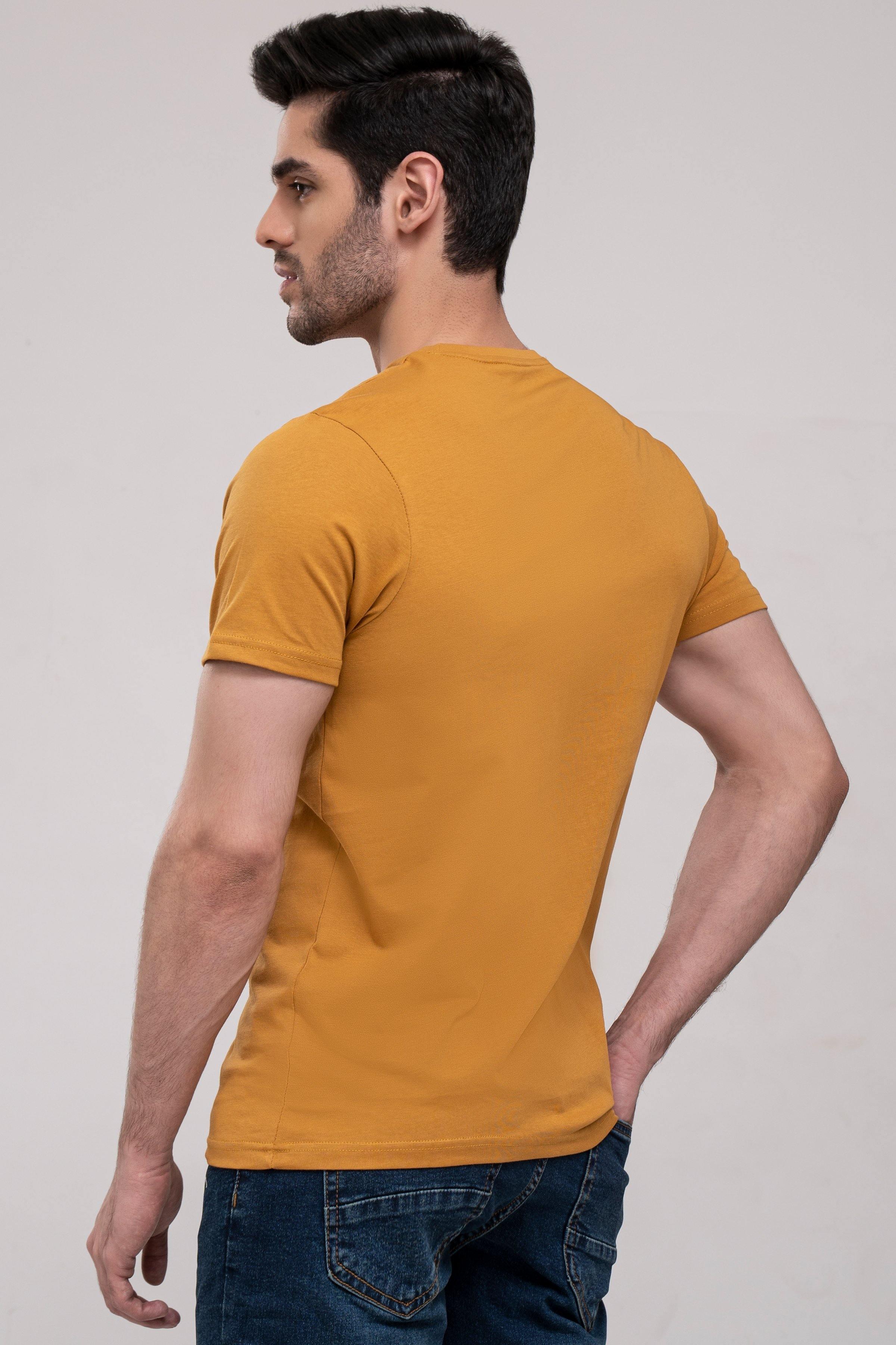 T SHIRT CREW NECK MUSTARD at Charcoal Clothing