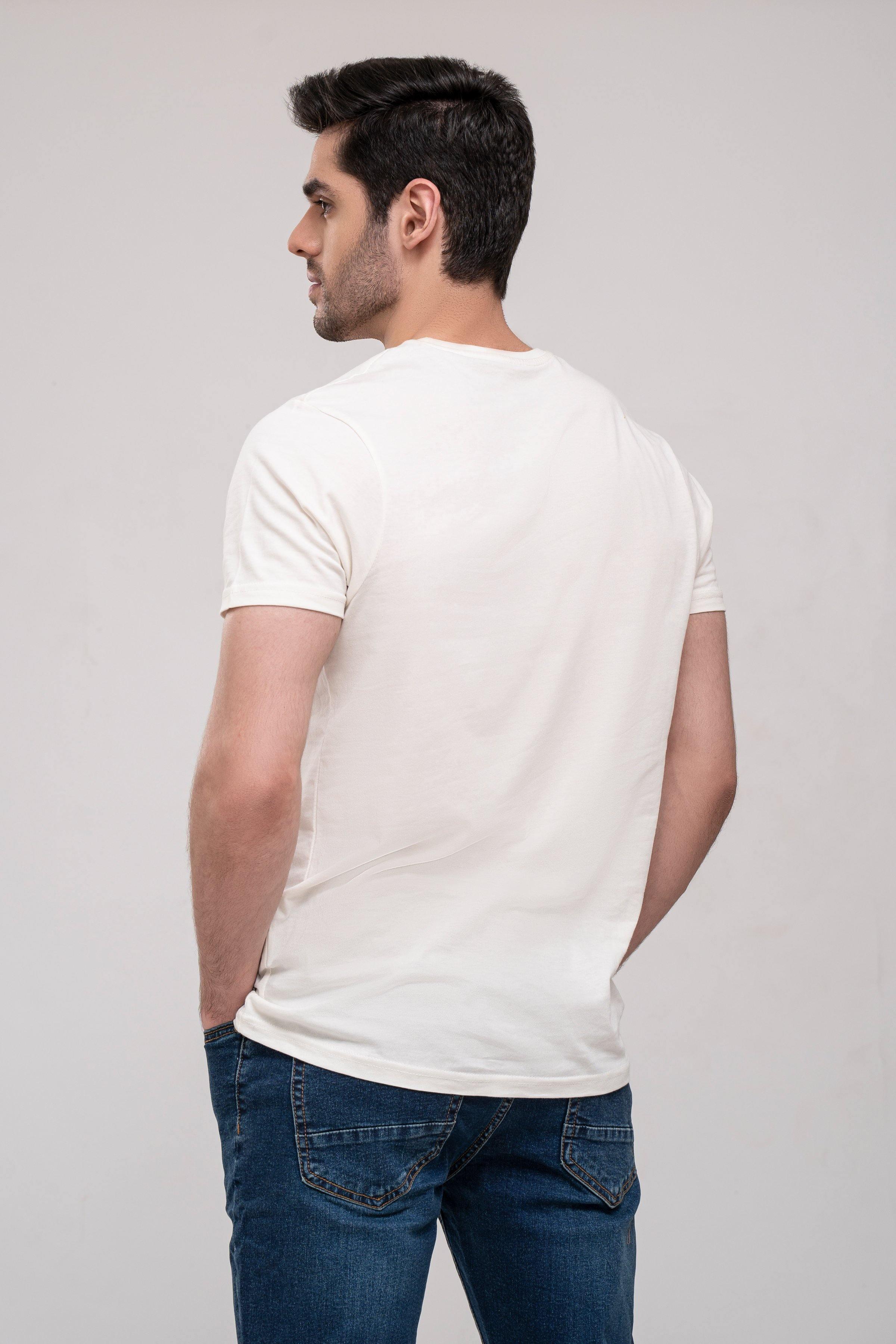 T SHIRT CREW NECK OFF WHITE at Charcoal Clothing