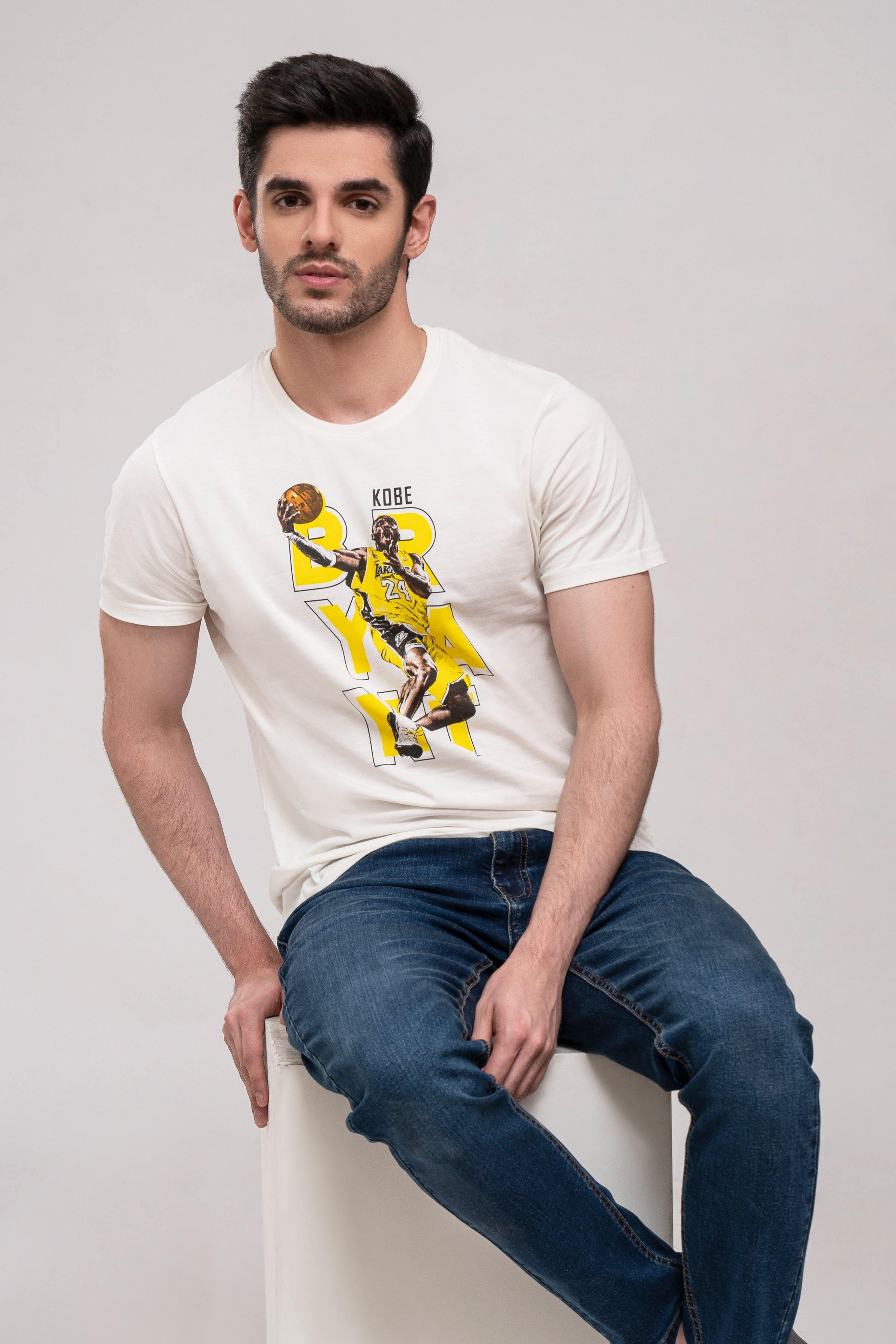 T SHIRT CREW NECK OFF WHITE at Charcoal Clothing